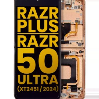 Inner OLED Display mit Rahmen für Motorola Razr Plus 2024 / Razr 50 Ultra (XT2451 / 2024) / Razr Plus 2025 (XT2557) (professionell aufgearbeitet) (Peach Fuzz)