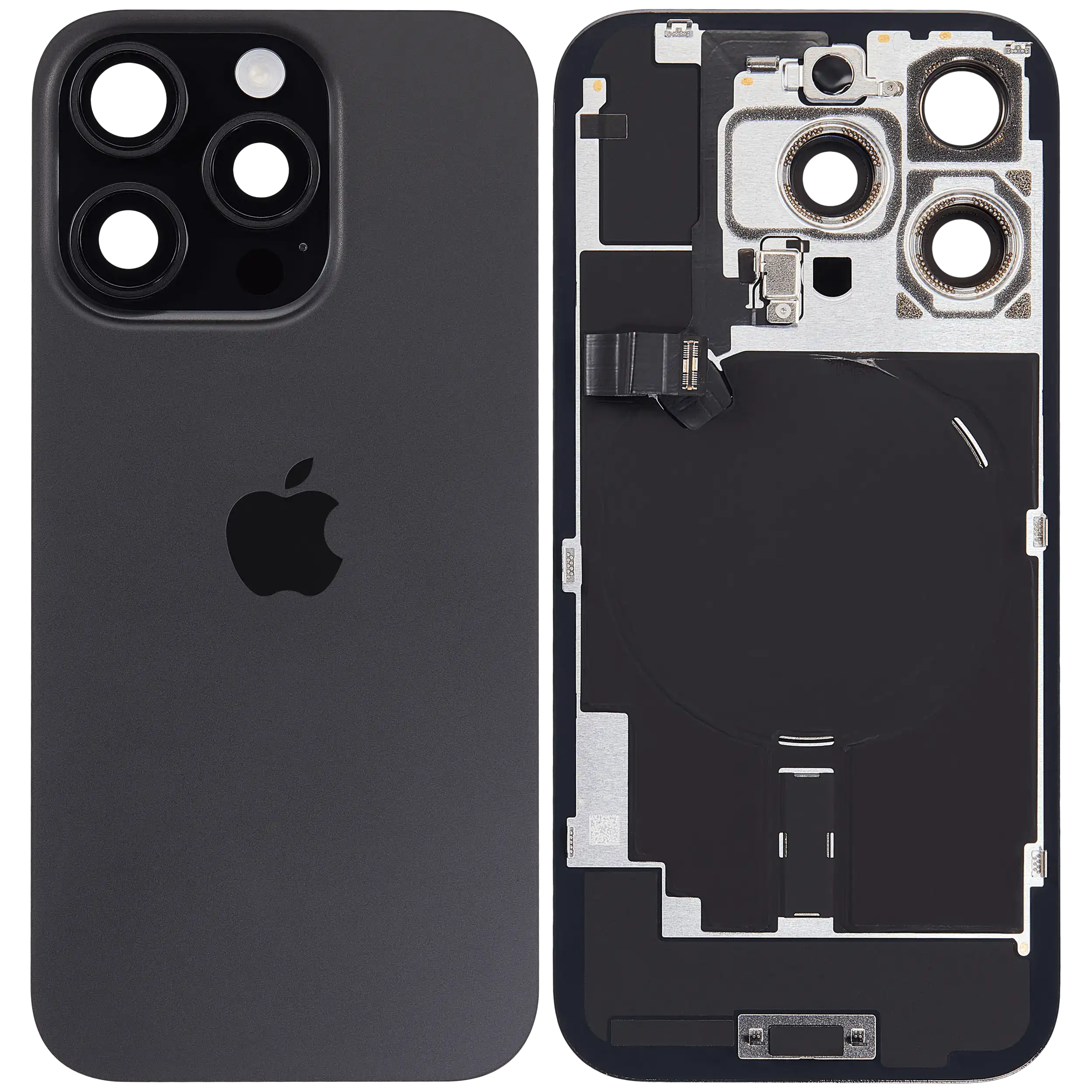 Rückglas mit MagSafe Magnet & NFC & Taschenlampen-Flexkabel für IPhone 16 Pro (Original) (Black Titanium) – Bild 2