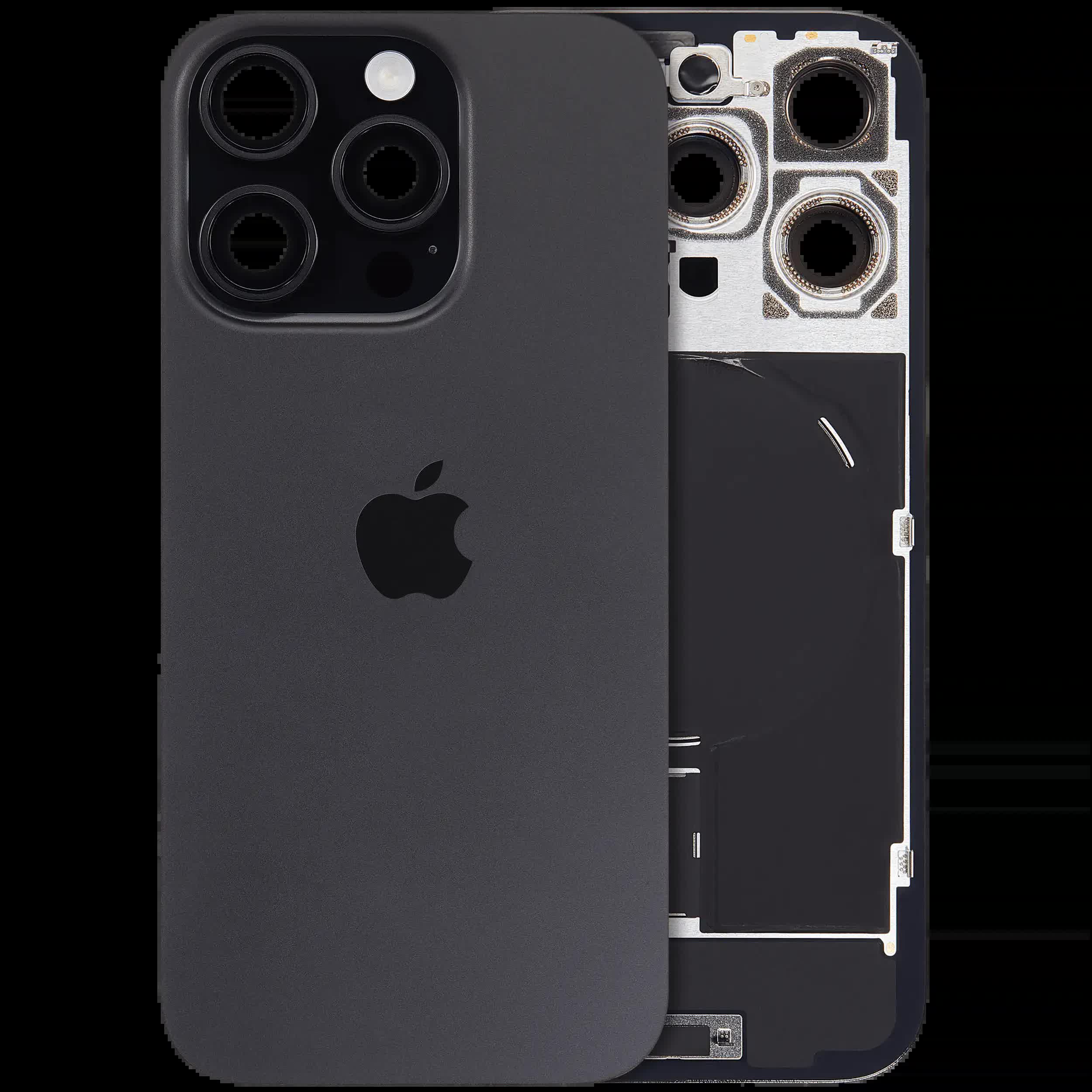 Rückglas mit MagSafe Magnet & NFC & Taschenlampen-Flexkabel für IPhone 16 Pro (Original) (Black Titanium)