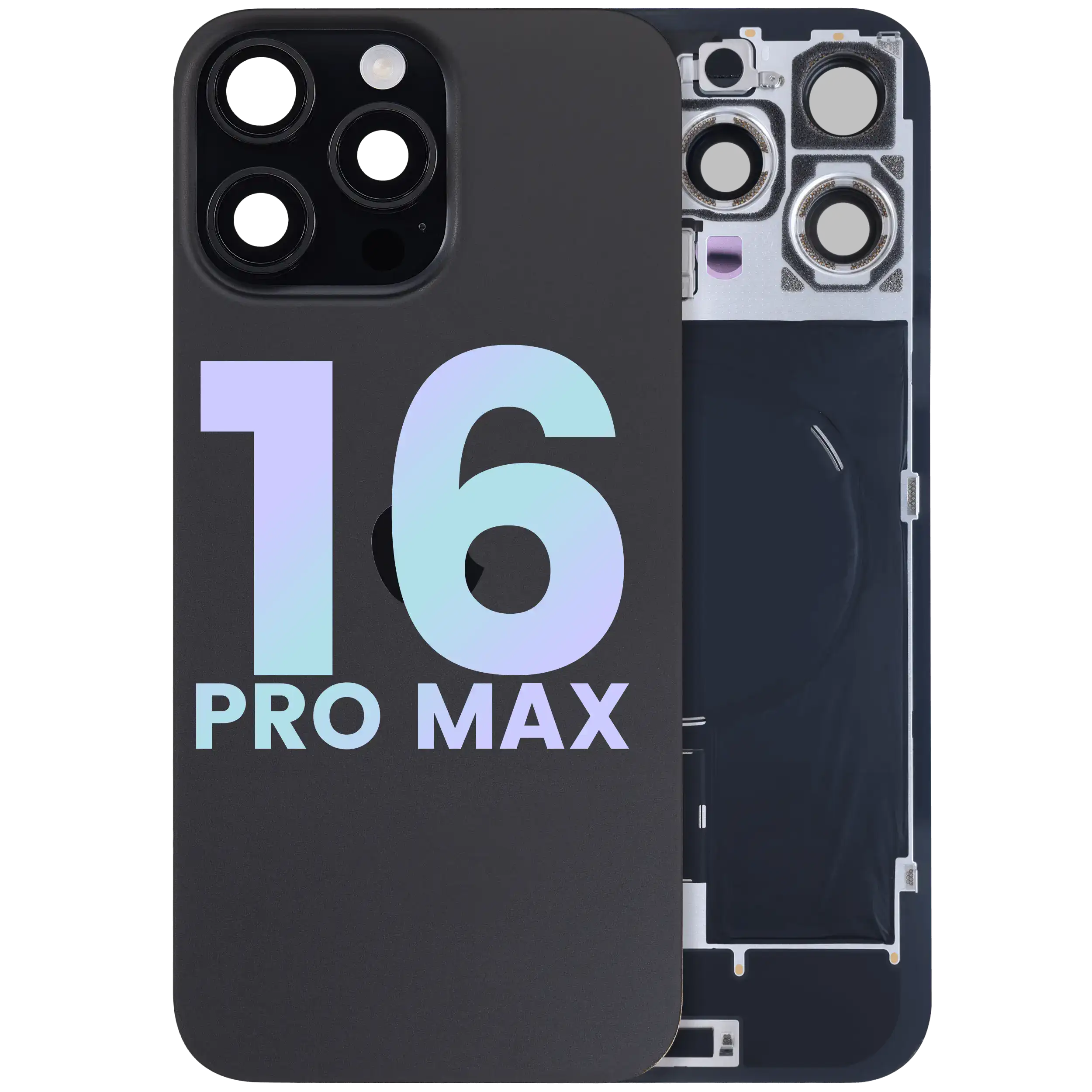Rückglas mit MagSafe Magnet & NFC & Taschenlampen-Flexkabel für IPhone 16 Pro Max (Original) (Black Titanium) – Bild 3
