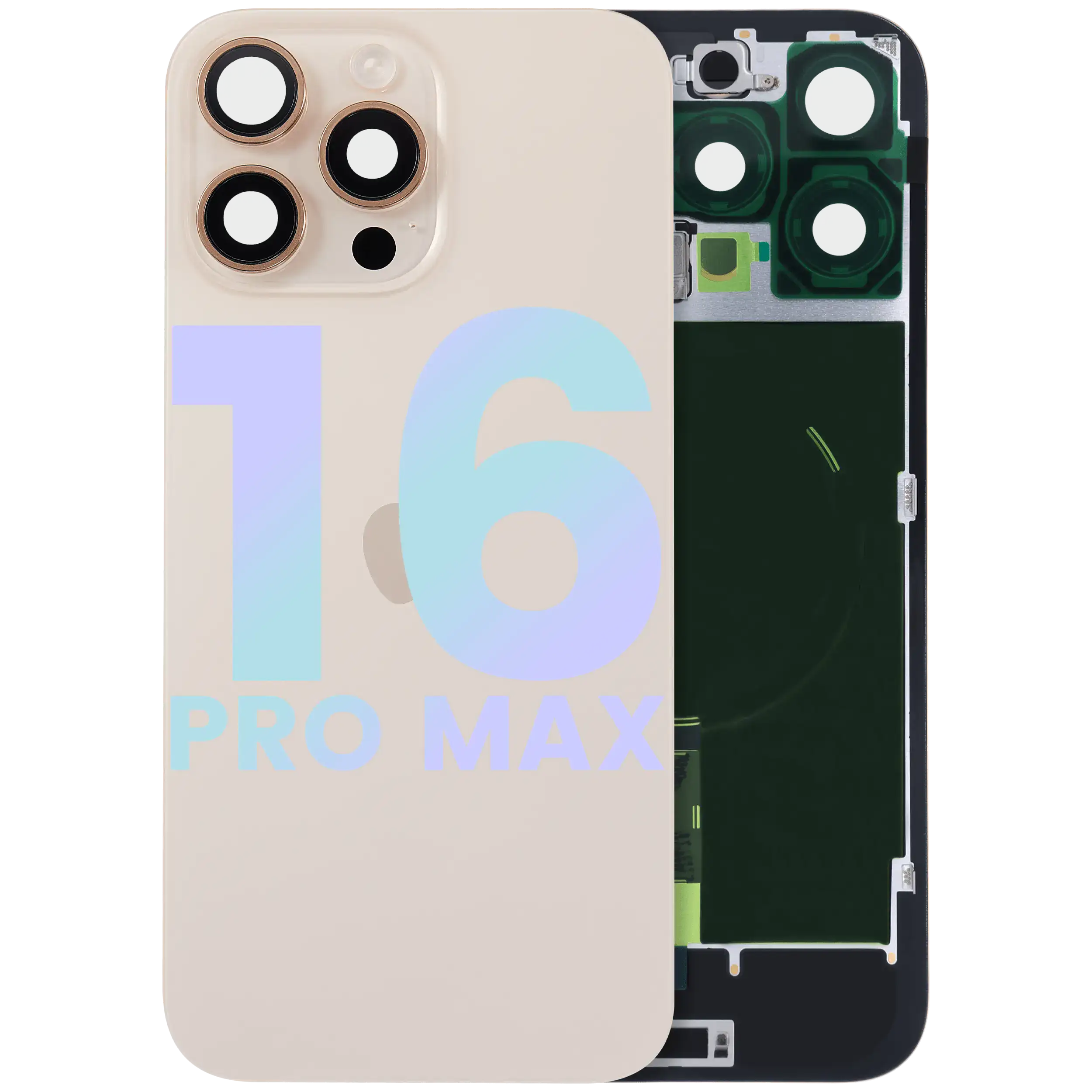 Rückglas mit MagSafe Magnet & NFC & Taschenlampen-Flexkabel für IPhone 16 Pro Max (Original) (Desert Titanium) – Bild 3