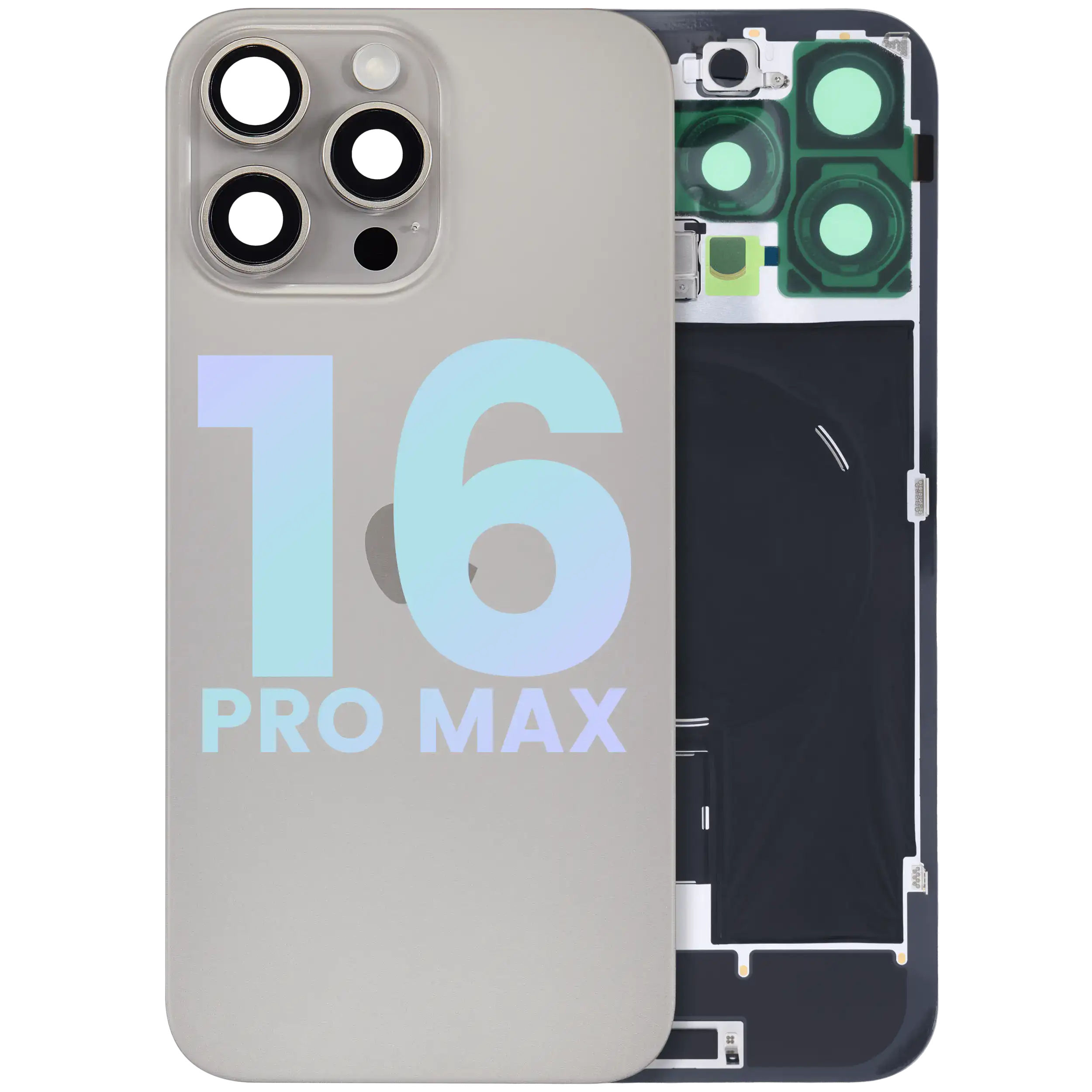 Rückglas mit MagSafe Magnet & NFC & Taschenlampen-Flexkabel für IPhone 16 Pro Max (Original) (Natural Titanium) – Bild 3