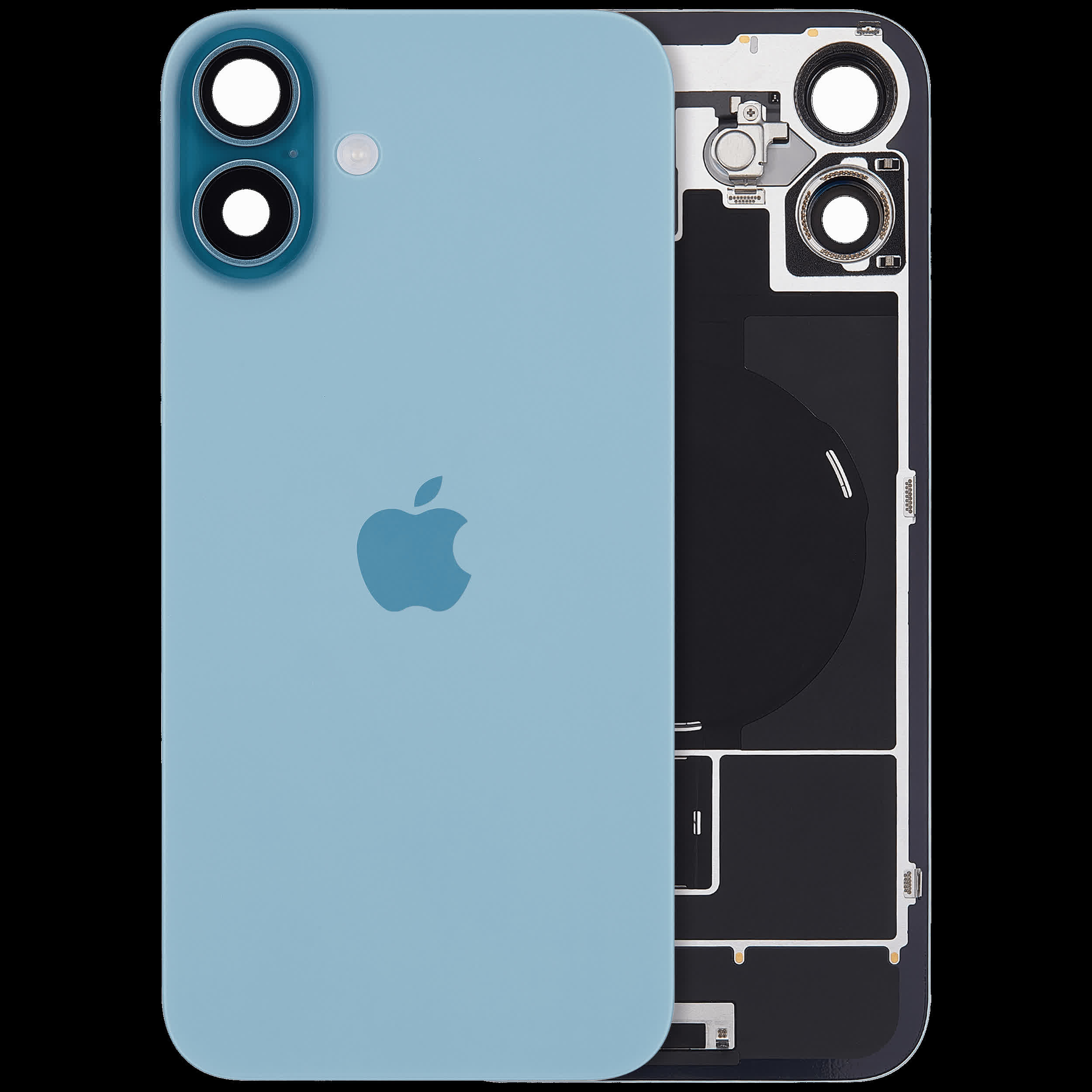 Rückglas mit MagSafe Magnet & NFC & Taschenlampen-Flexkabel für iPhone 16 Plus (Original) (US-Version) (Teal)