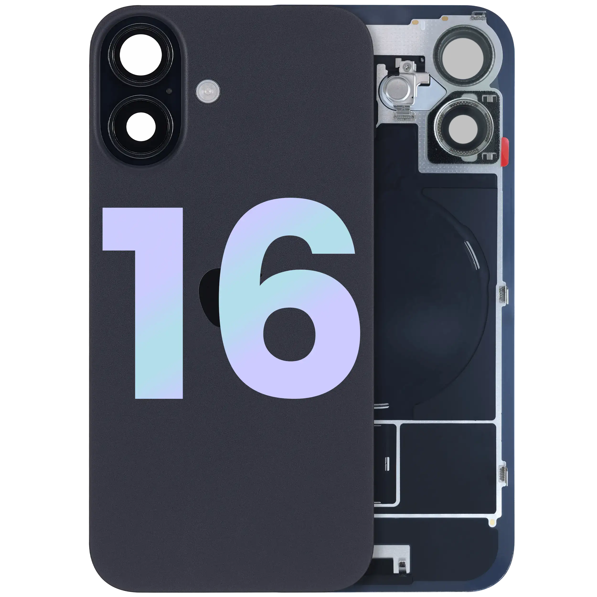 Rückglas mit MagSafe Magnet & NFC & Taschenlampen-Flexkabel für iPhone 16 (Original) (Black (Schwarz)) – Bild 3