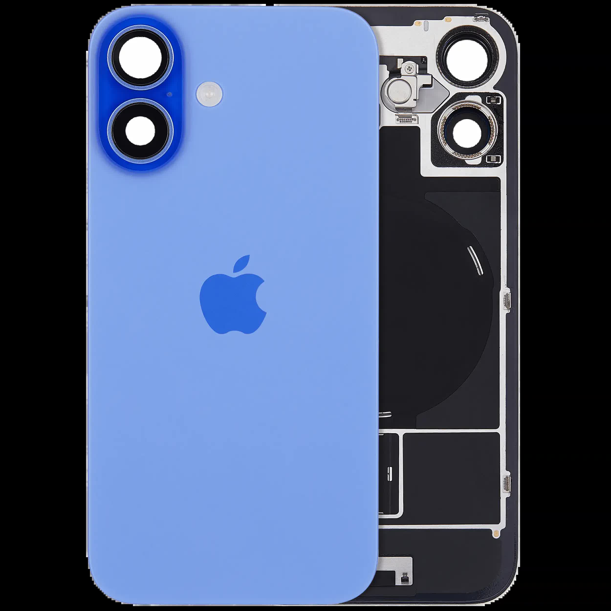 Rückglas mit MagSafe Magnet & NFC & Taschenlampen-Flexkabel für iPhone 16 (Original) (Ultramarine)