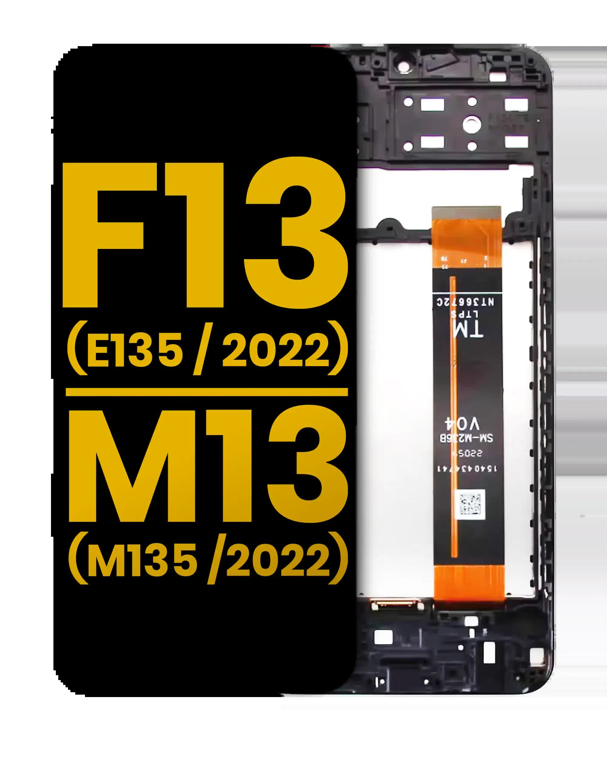 LCD Display mit Rahmen für Samsung Galaxy F13 (E135 / 2022) / M13 (M135 / 2022) (professionell aufgearbeitet)