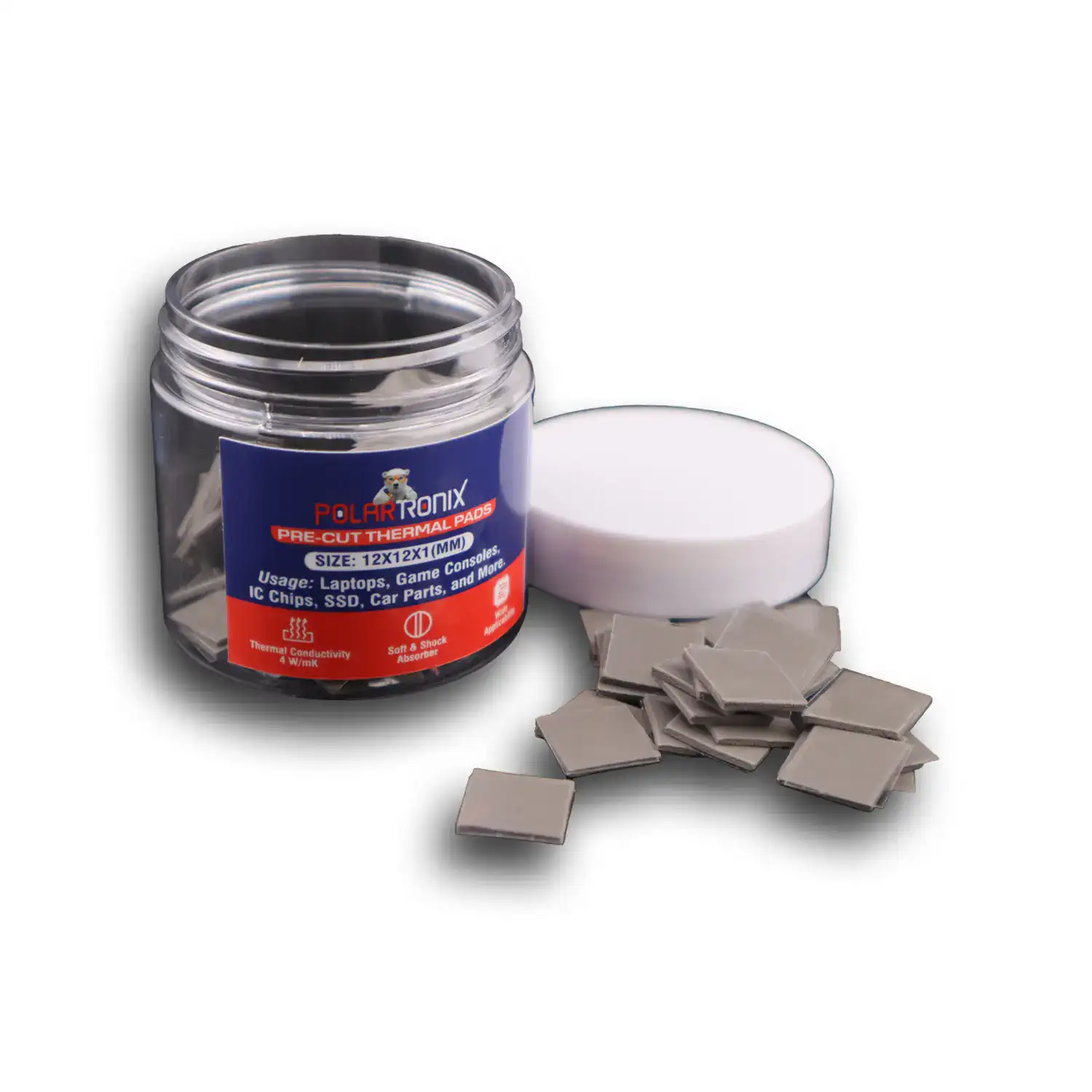 Pre Cut Thermal Pads SSD-RAM- IC (12 x 12 x 1 mm) (100er-Pack) (PolarTronix) – Bild 2