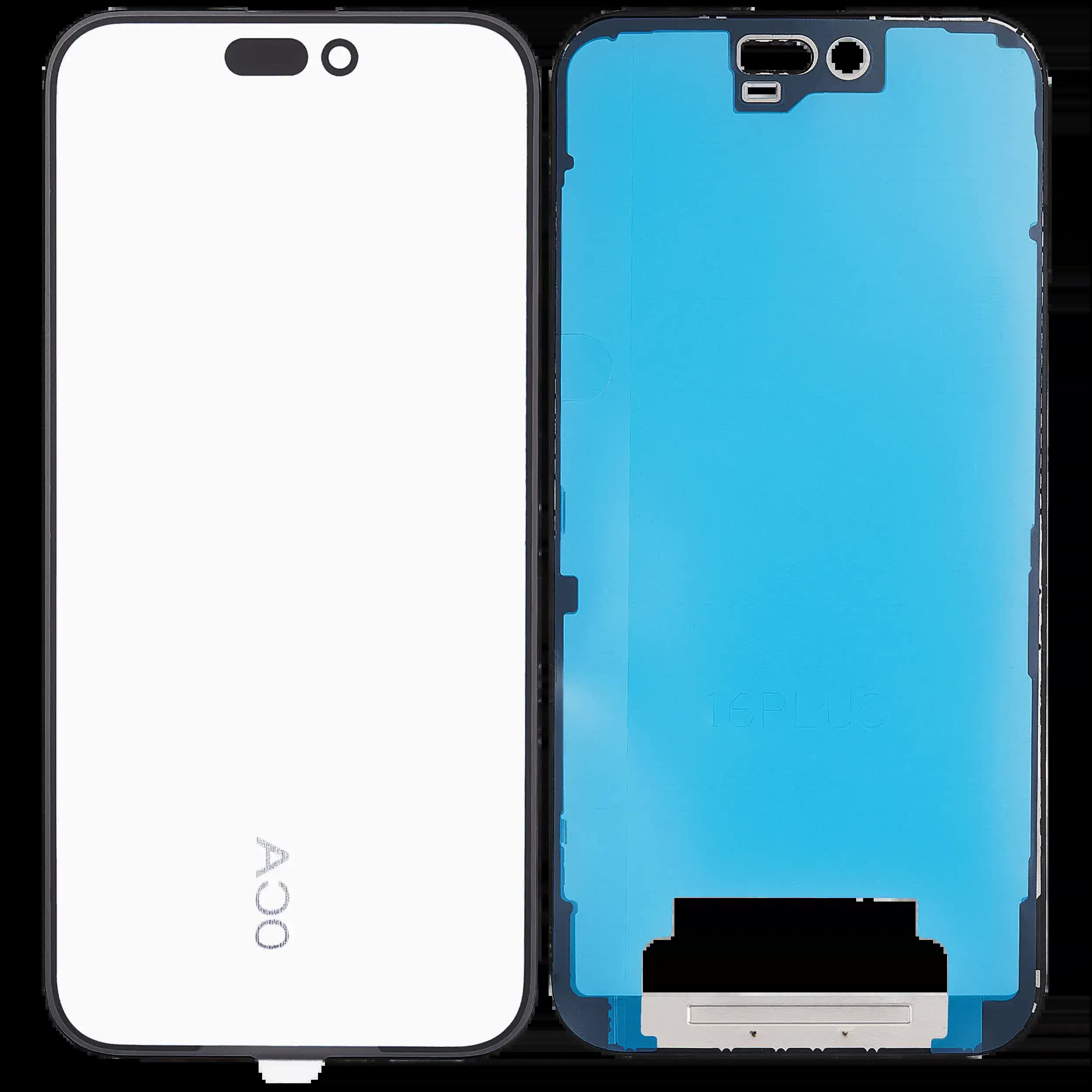 3 in 1 (Glas mit OCA vormontiert + Rahmen) für iPhone 16 Plus (OCA Master)
