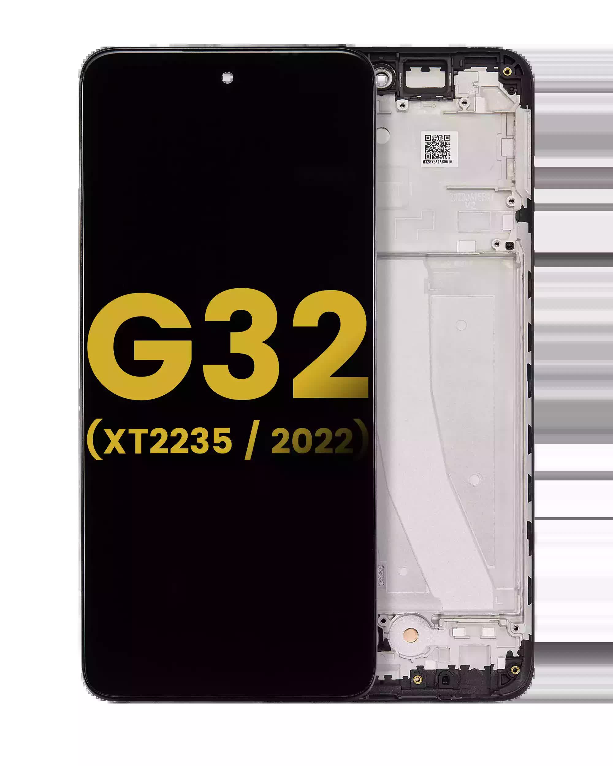 LCD Display mit Rahmen für Motorola Moto G32 (XT2235 / 2022) (professionell aufgearbeitet)