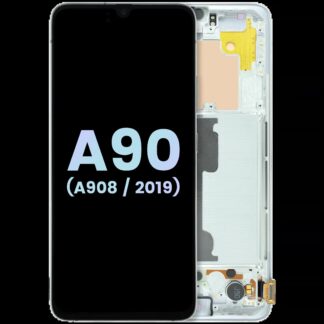 OLED Display mit Rahmen für Samsung Galaxy A90 5G (A908 / 2019) (Service Pack) (White (Weiß))
