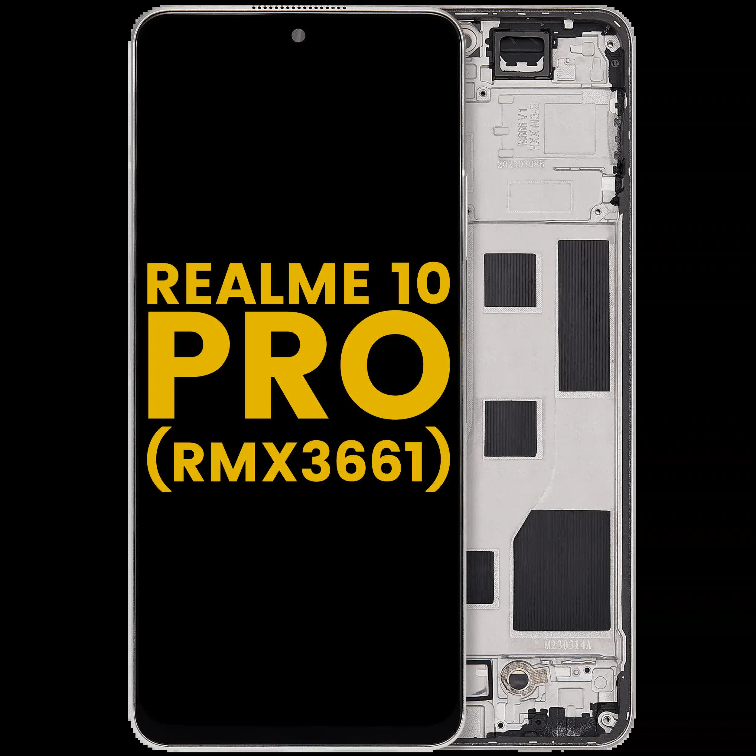 LCD Display mit Rahmen für Realme 10 Pro (RMX3661) (professionell aufgearbeitet) (Hyperspace Gold)
