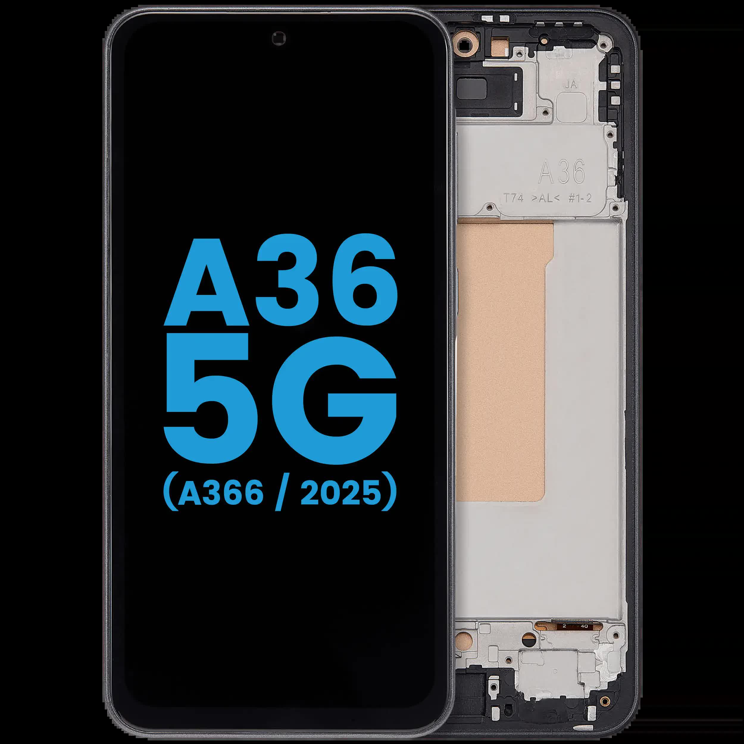 LCD Display mit Rahmen für Samsung Galaxy A36 5G (A366/ 2025)(6.58") (US-Version) (Aftermarket : incell) (Black (Schwarz))