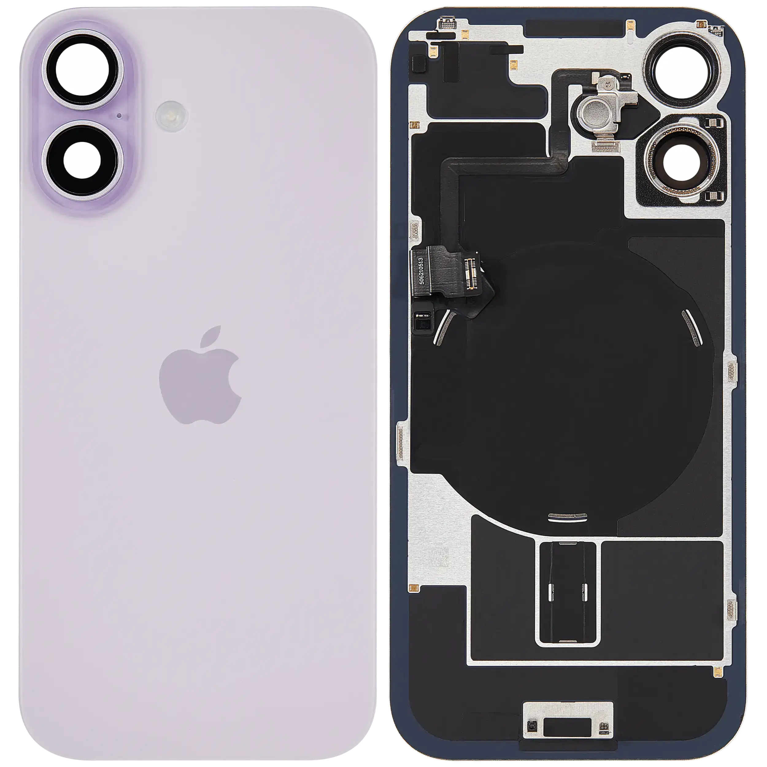 Rückglas mit MagSafe Magnet & NFC & Taschenlampen-Flexkabel für iPhone 17 (ausgebautes Originalteil: Grade B) (Lavender) – Bild 2