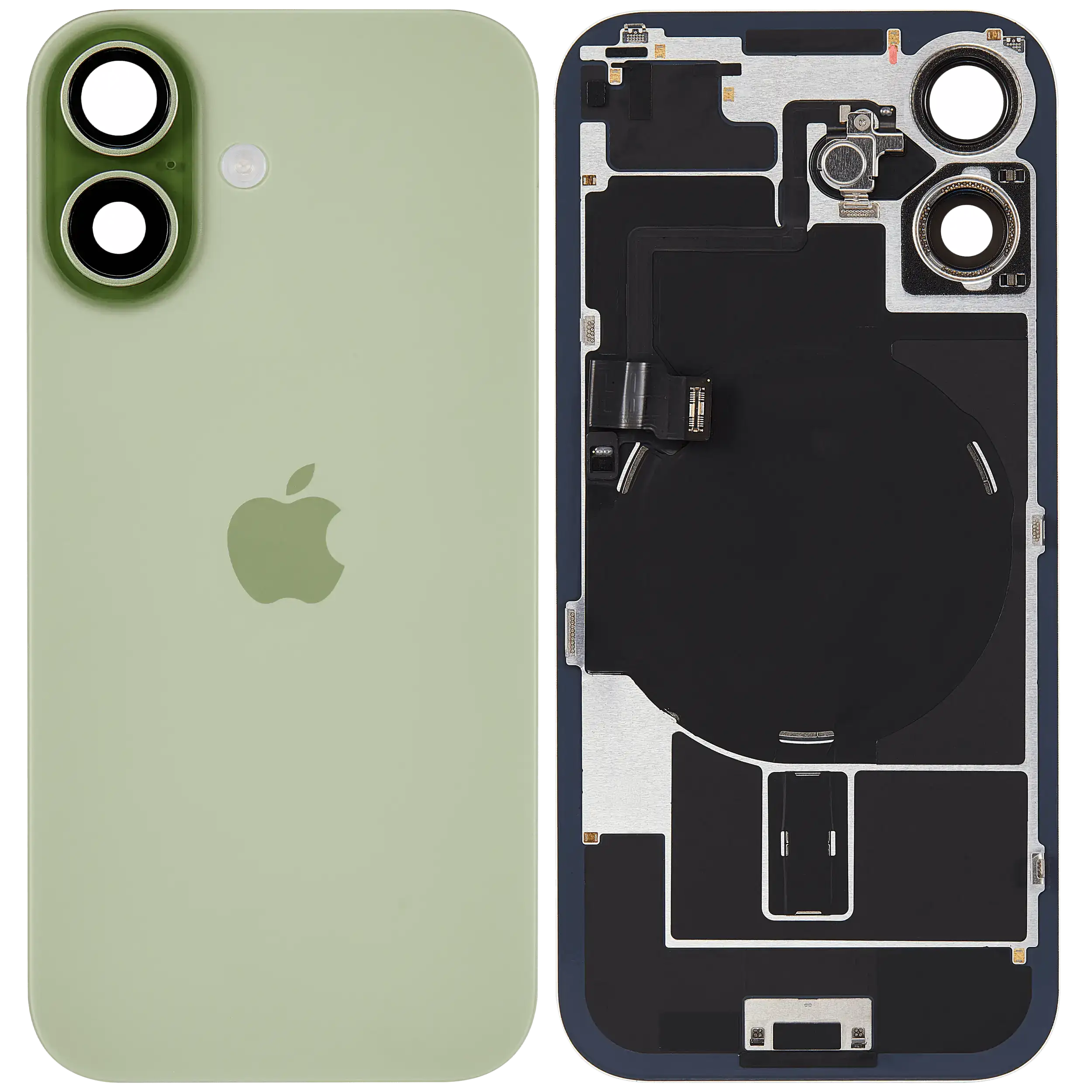 Rückglas mit MagSafe Magnet & NFC & Taschenlampen-Flexkabel für iPhone 17 (ausgebautes Originalteil: Grade B) (Sage) – Bild 2
