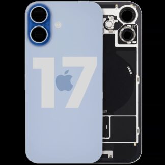 Rückglas mit MagSafe Magnet & NFC & Taschenlampen-Flexkabel für iPhone 17 (ausgebautes Originalteil: Grade C) (Mist Blue)