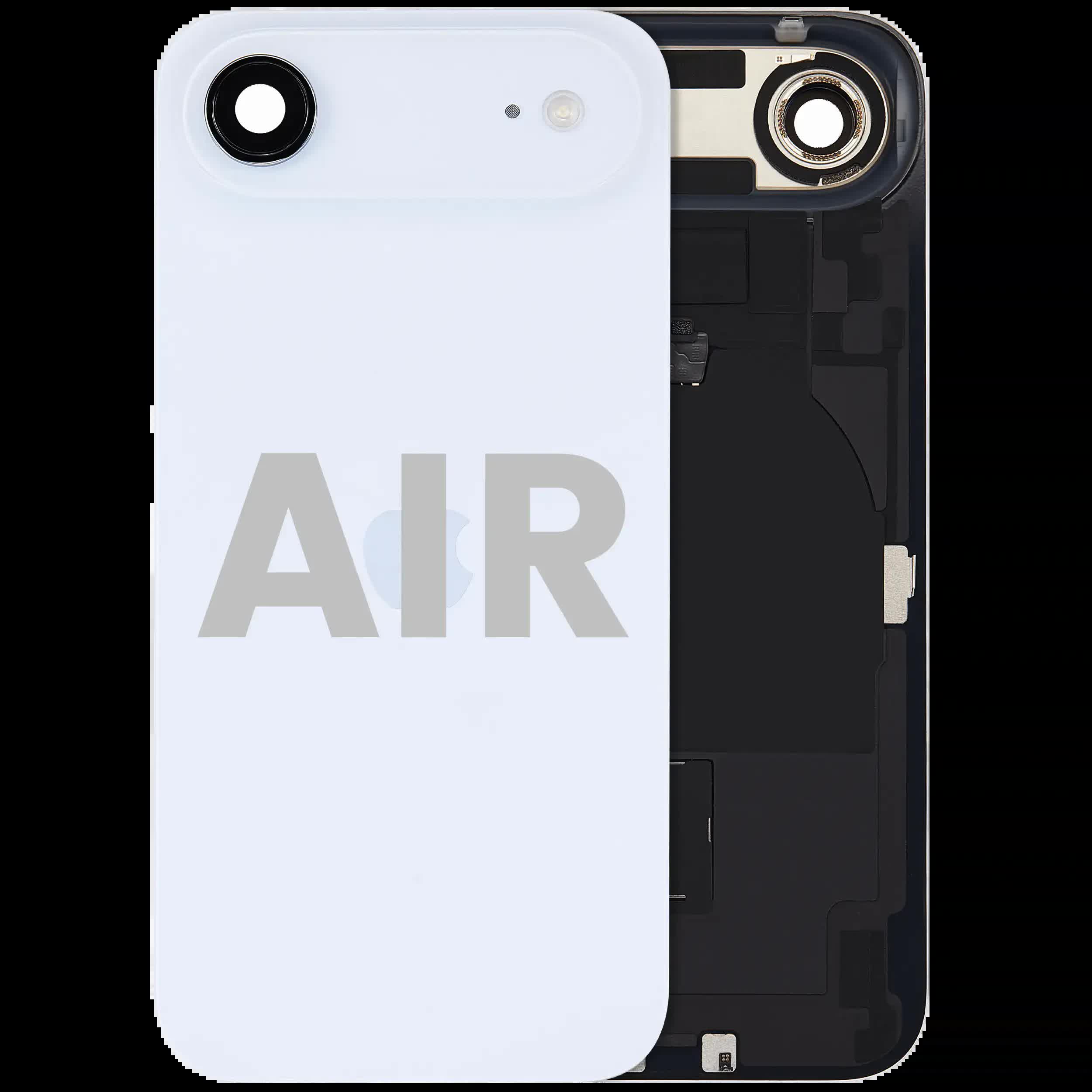 Rückglas mit MagSafe Magnet & NFC & Taschenlampen-Flexkabel für iPhone Air (ausgebautes Originalteil: Grade B) (Sky Blue)