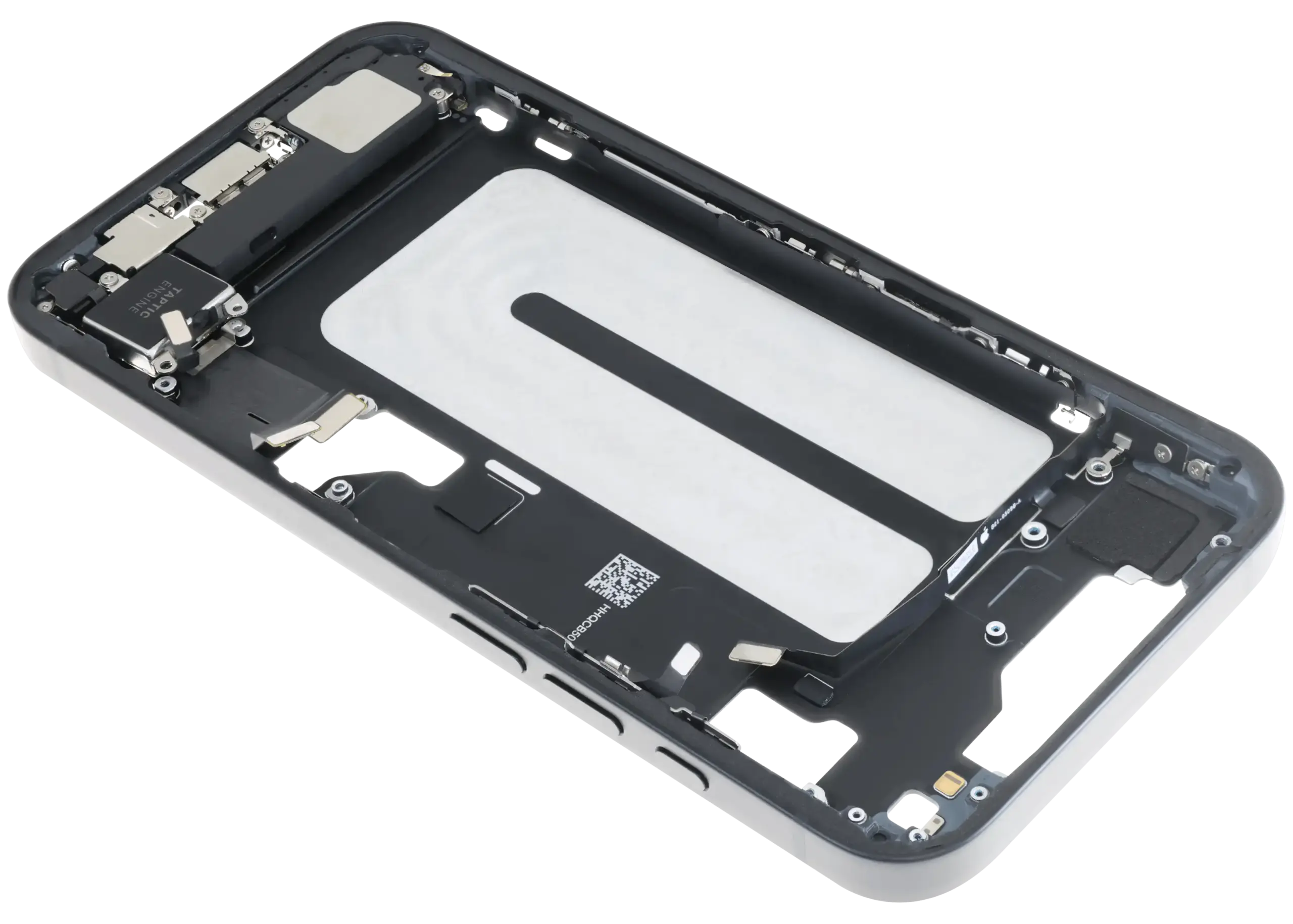 Mittelrahmen mit Ladebuchsen-Flex und Kleinteilen für iPhone 16e / 17e (US-Version) (ausgebautes Originalteil: Grade B) (Black (Schwarz)) – Bild 2