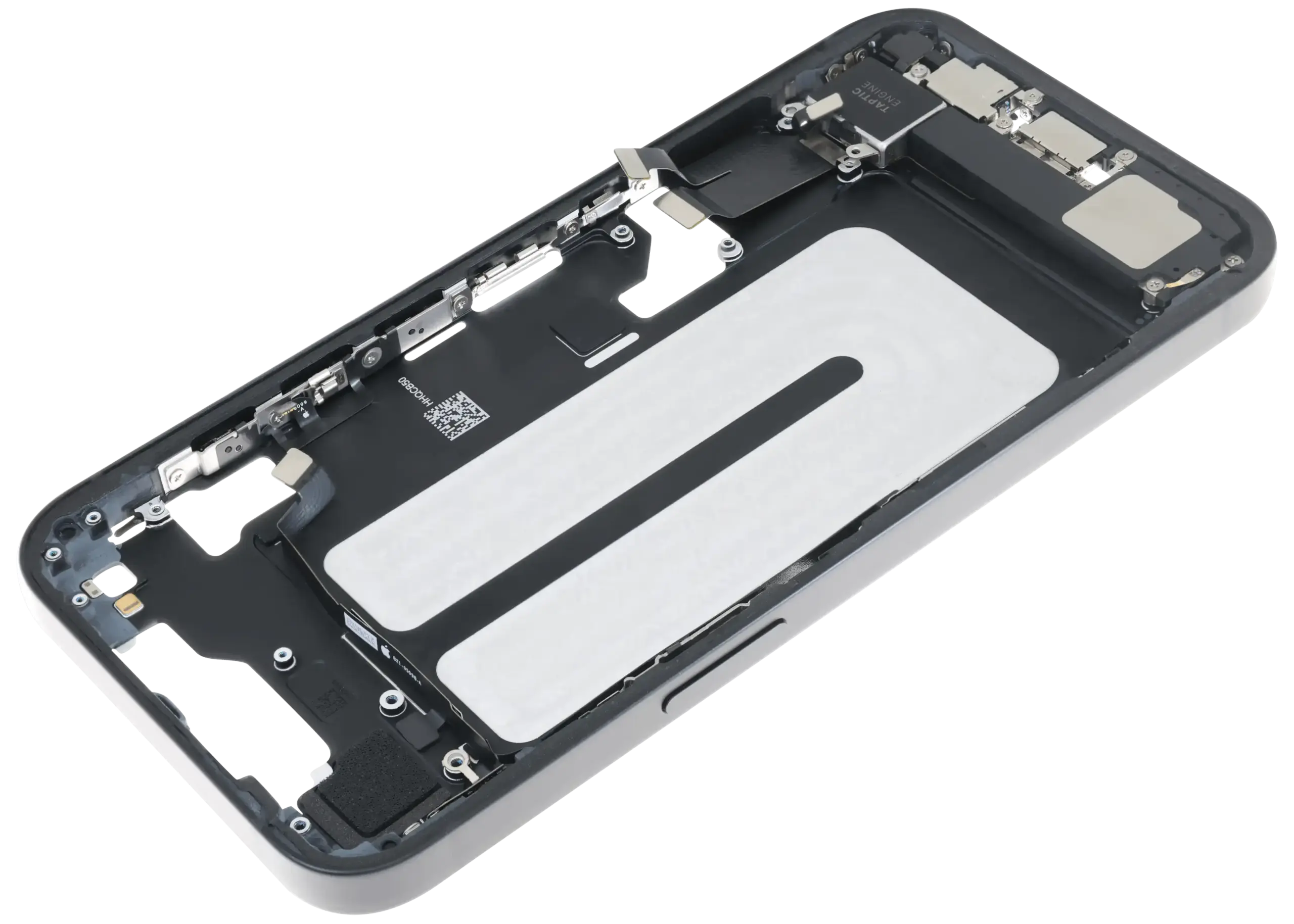 Mittelrahmen mit Ladebuchsen-Flex und Kleinteilen für iPhone 16e / 17e (US-Version) (ausgebautes Originalteil: Grade B) (Black (Schwarz)) – Bild 3