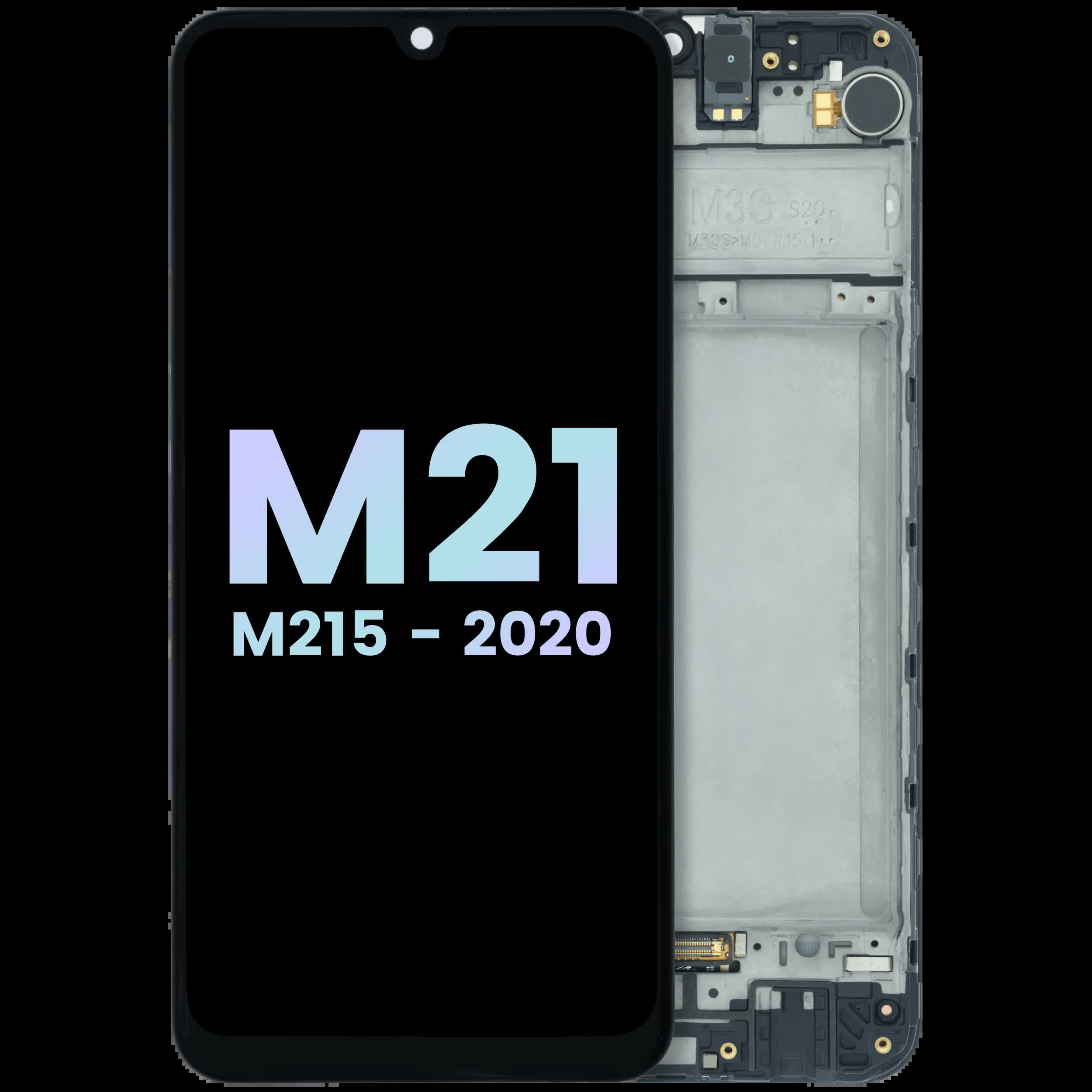 OLED Display mit Rahmen für Samsung Galaxy M21 (SM-M215) (Service Pack) (Black (Schwarz))