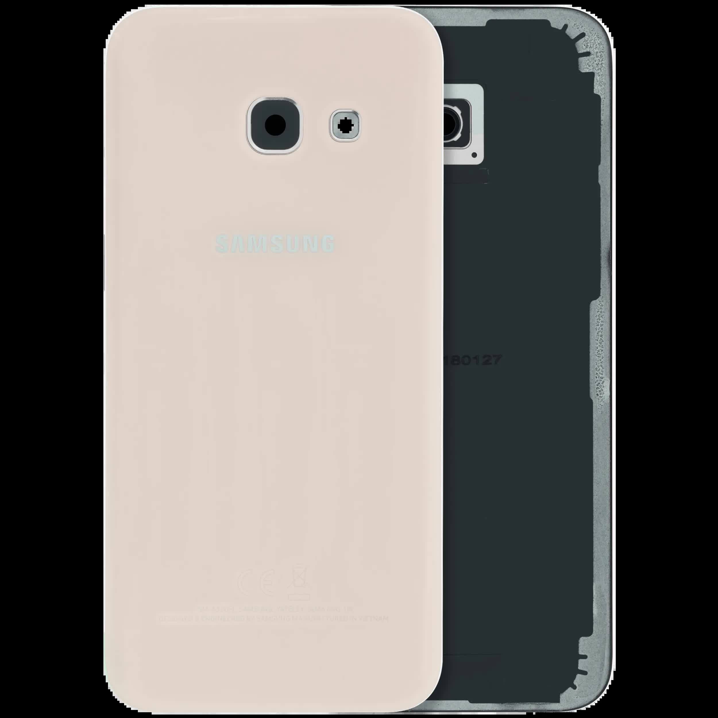 Rückdeckelglas mit Kameraglas für Samsung Galaxy A3 (A320 / 2017) (Service Pack) (Pink (Rosa))