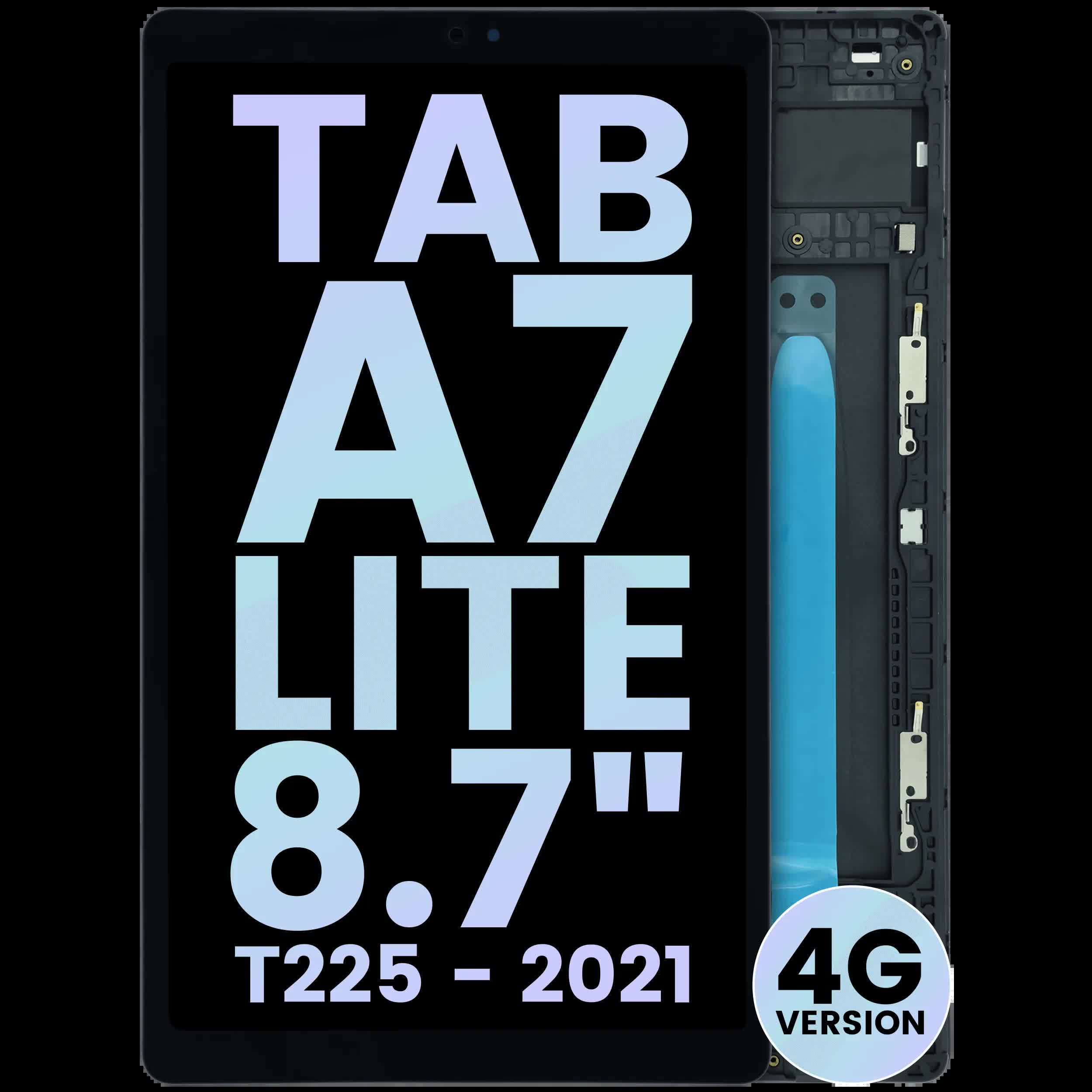 LCD Display mit Rahmen für Samsung Galaxy Tab A7 Lite 4G (T225) (Service Pack) (Black (Schwarz))