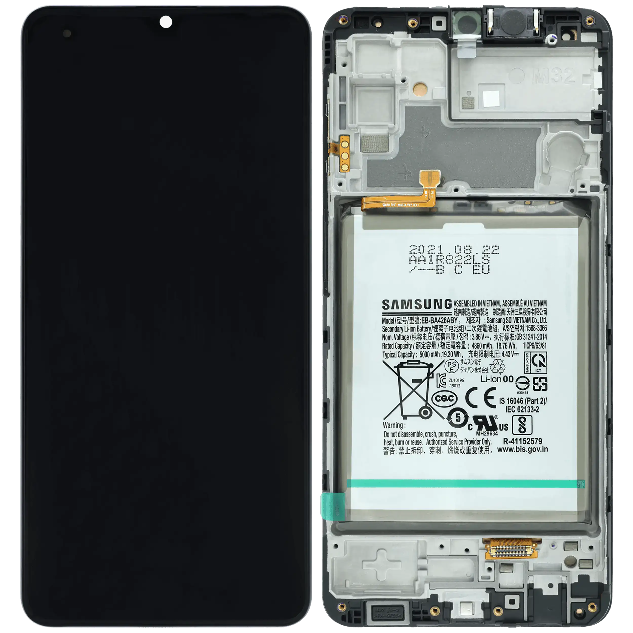 LCD Display mit Rahmen für Samsung Galaxy M32 (M325) (Service Pack) – Bild 2