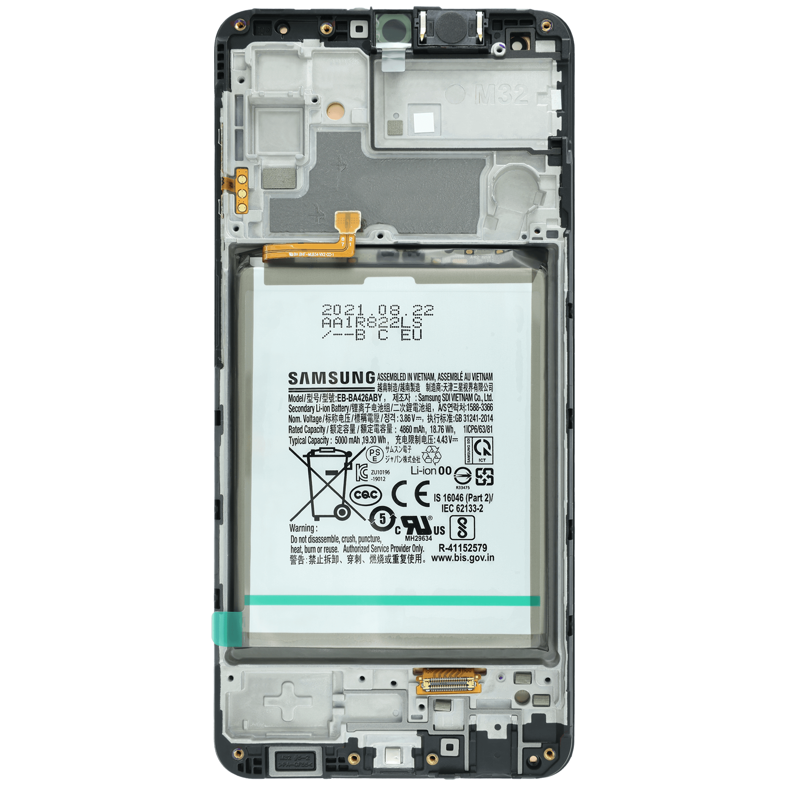 LCD Display mit Rahmen für Samsung Galaxy M32 (M325) (Service Pack) – Bild 4