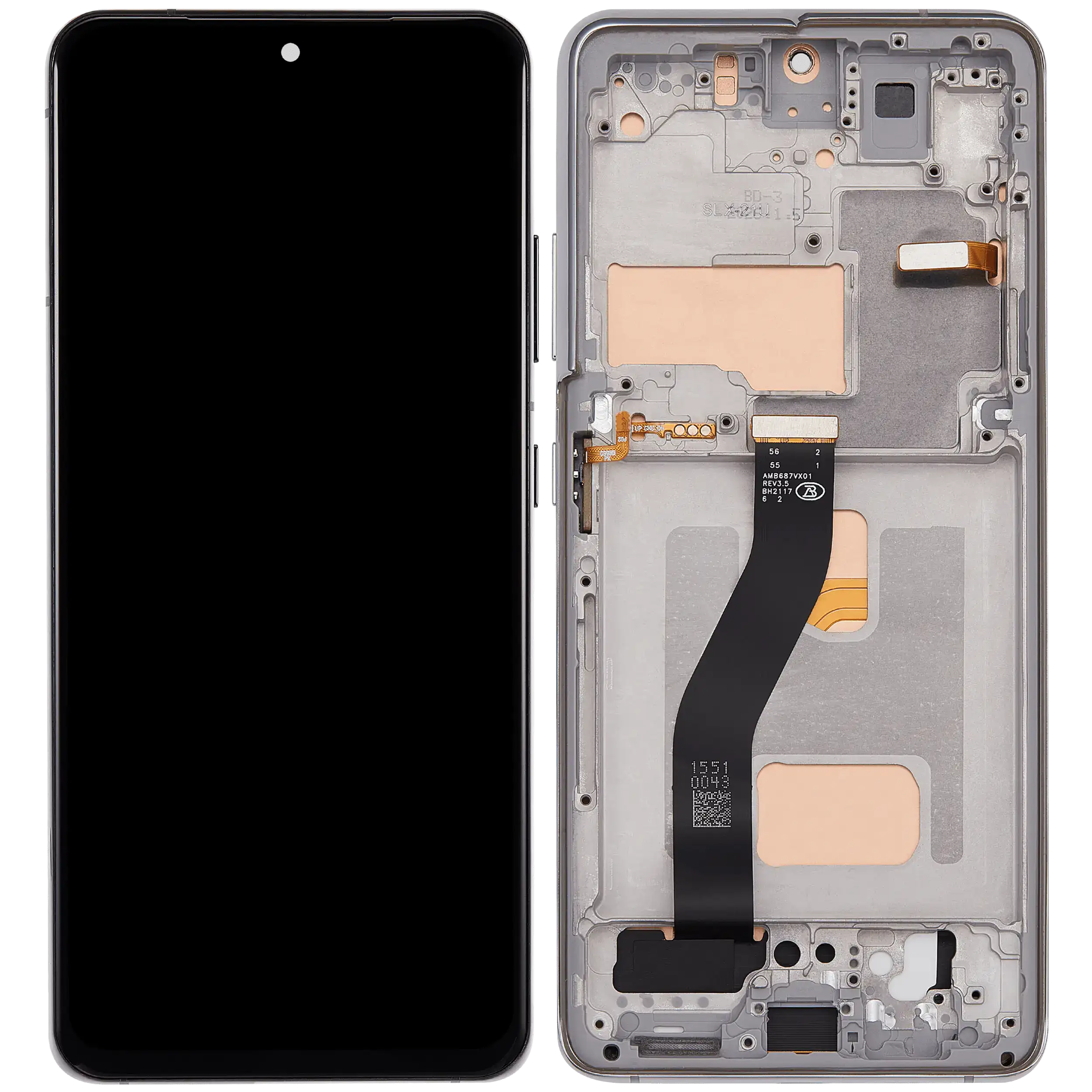 LCD Display mit Rahmen (ohne FingerPrint Sensor) für Samsung Galaxy S21 Ultra (US & International) (Aftermarket: Incell) (Phantom Silver) – Bild 2
