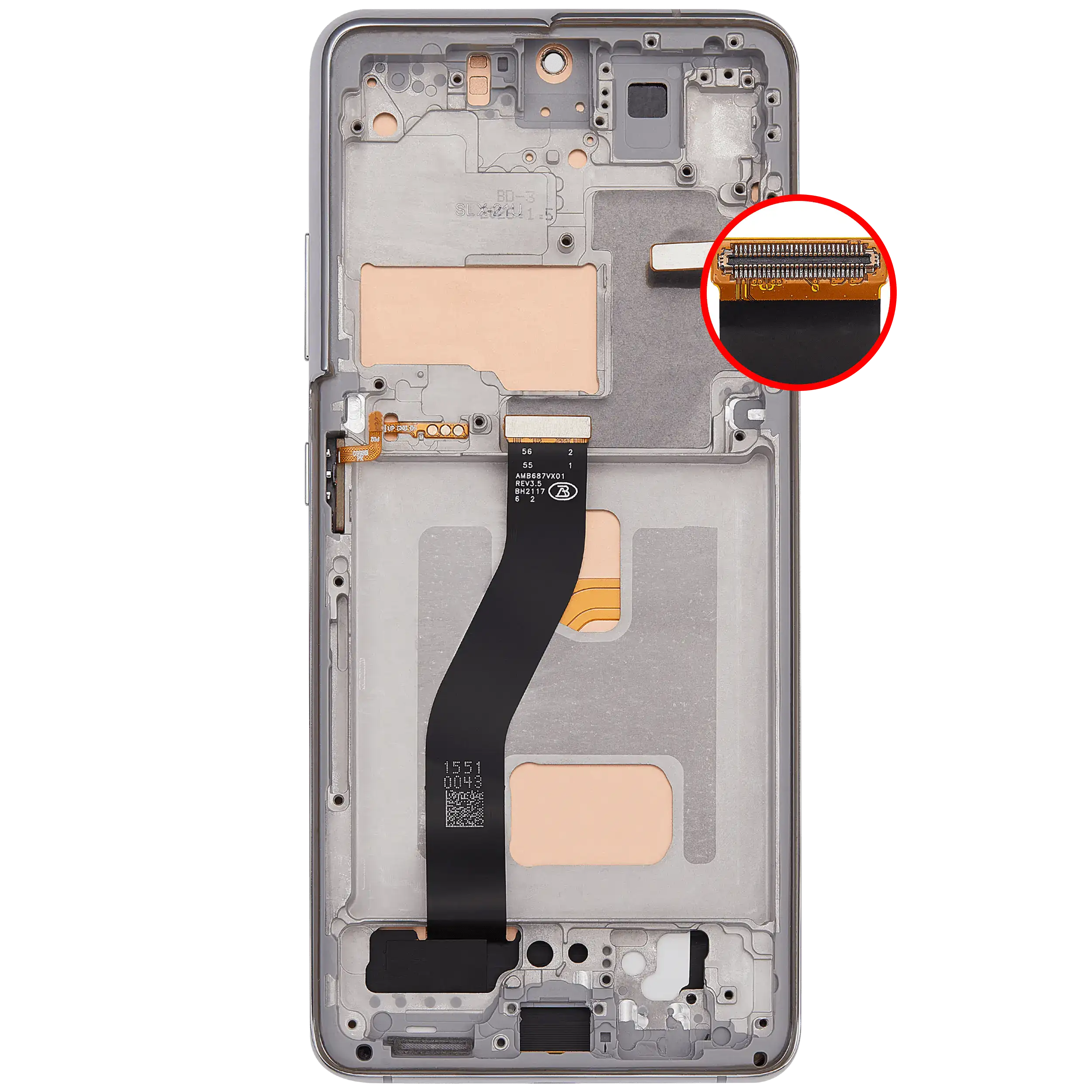 LCD Display mit Rahmen (ohne FingerPrint Sensor) für Samsung Galaxy S21 Ultra (US & International) (Aftermarket: Incell) (Phantom Silver) – Bild 3