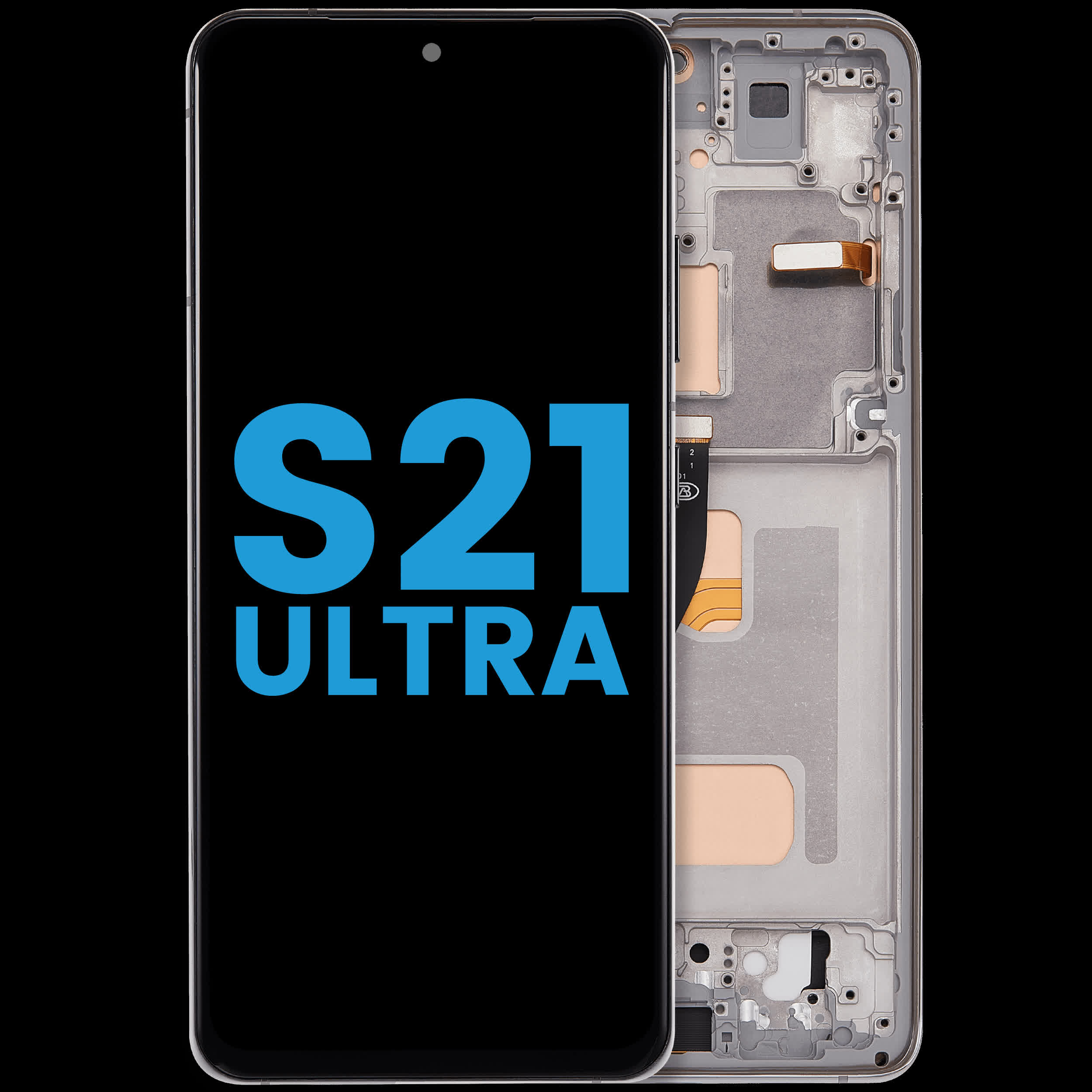 LCD Display mit Rahmen (ohne FingerPrint Sensor) für Samsung Galaxy S21 Ultra (US & International) (Aftermarket: Incell) (Phantom Silver)