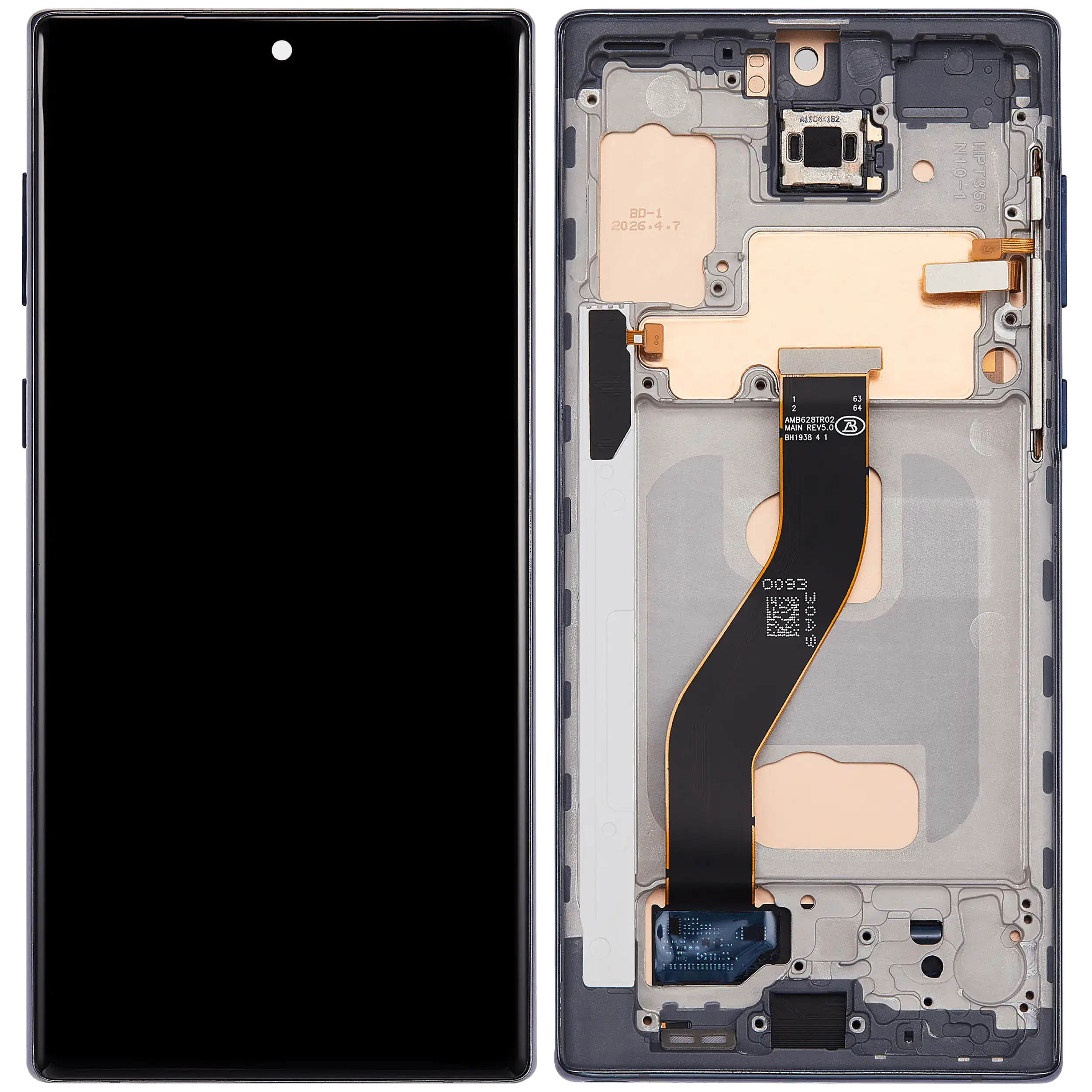 LCD Display mit Rahmen (ohne FingerPrint Sensor) für Samsung Galaxy Note 10 (US & International)(Aftermarket: Incell)(Test Rating: C)(Aura Black) – Bild 2