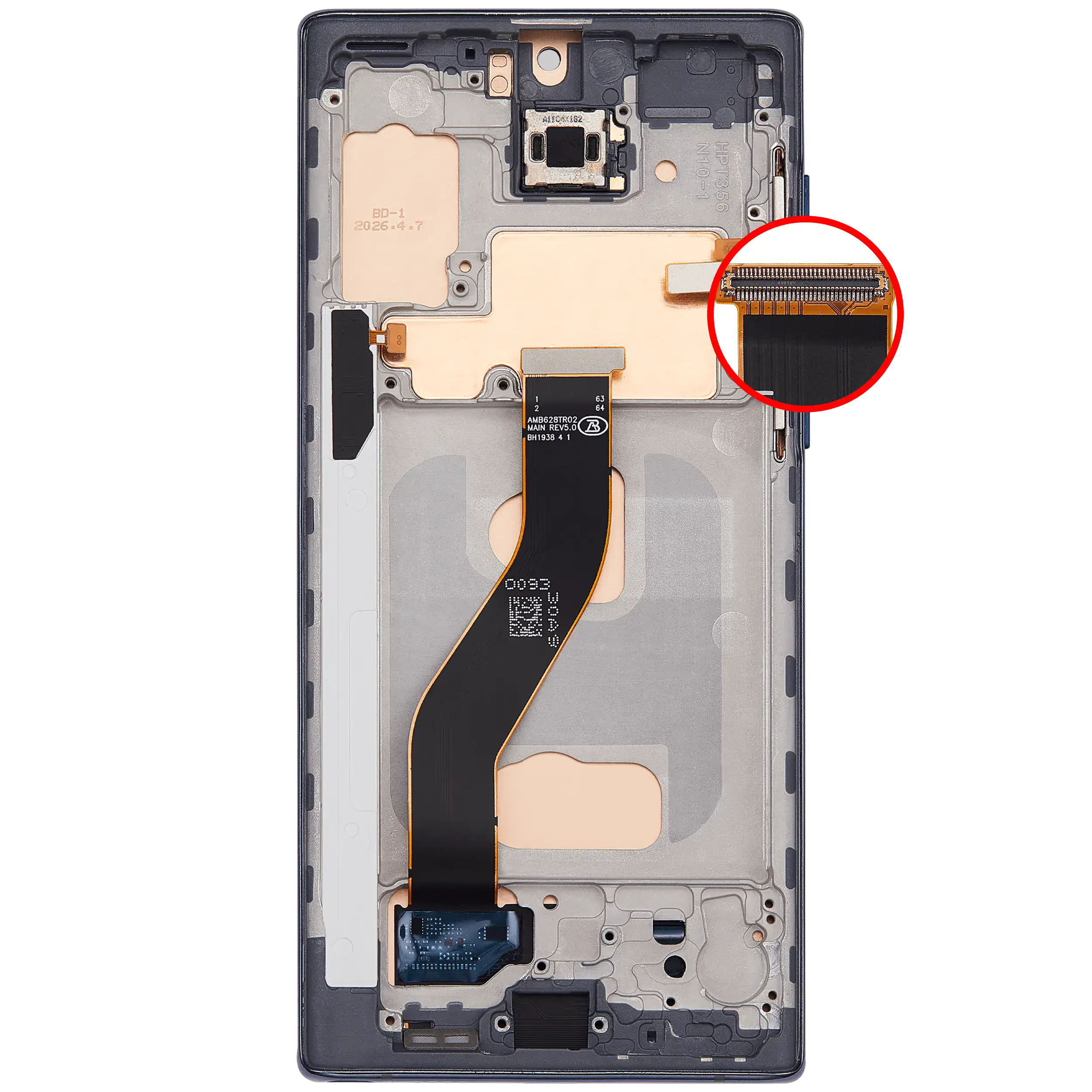 LCD Display mit Rahmen (ohne FingerPrint Sensor) für Samsung Galaxy Note 10 (US & International)(Aftermarket: Incell)(Test Rating: C)(Aura Black) – Bild 4