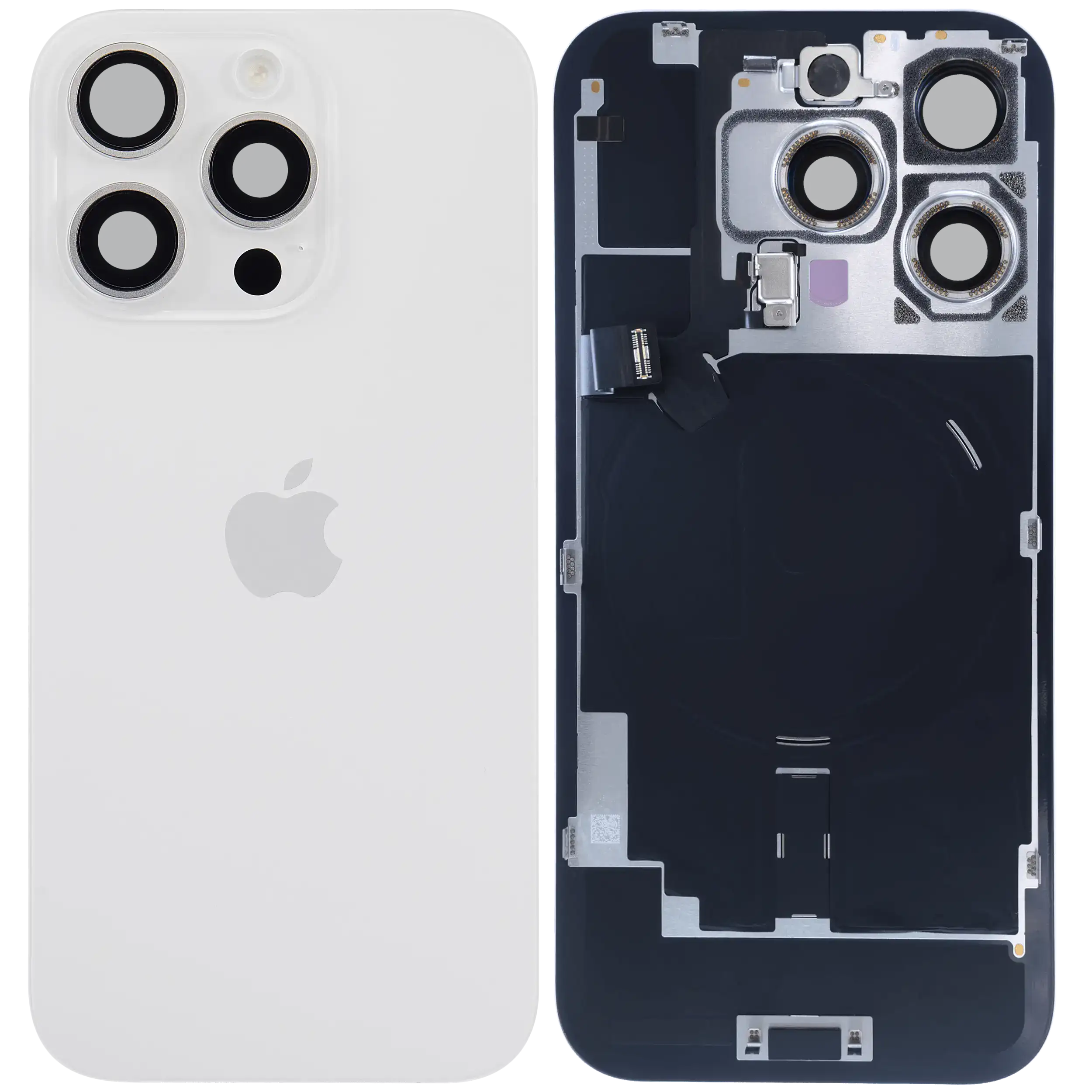 Rückglas mit MagSafe Magnet & NFC & Taschenlampen-Flexkabel für iPhone 16 Pro (Service Pack) (White Titanium) – Bild 2