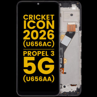 LCD Display mit Rahmen für Cricket lcon (2026) (U656AC) / AT&T Propel 3 5G (U656AA) (professionell aufgearbeitet)