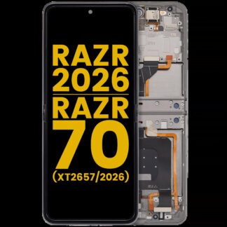 OLED Display mit Rahmen für Motorola Razr 2026 / Razr 70 (XT2657 / 2026) (professionell aufgearbeitet) (Hematite)