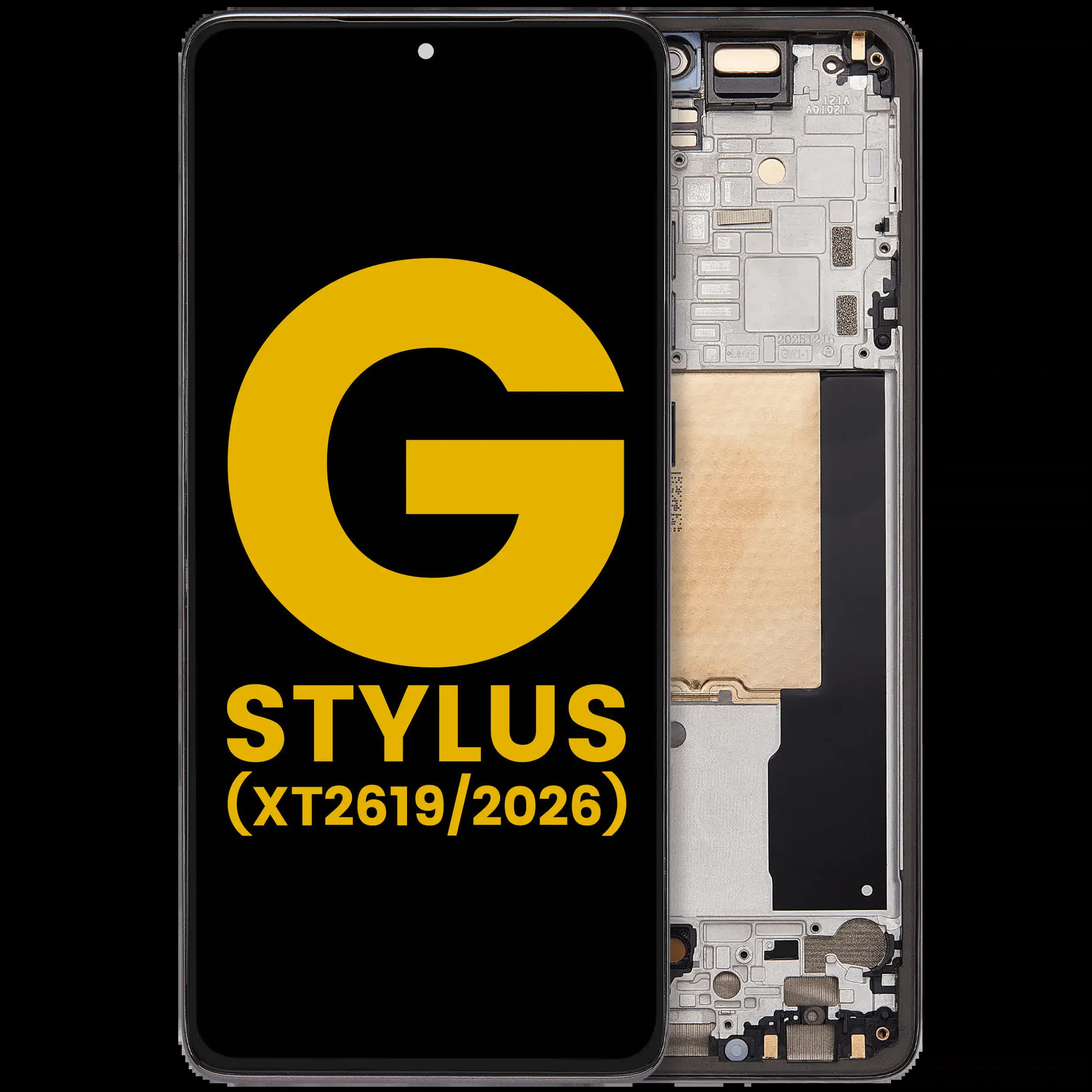OLED Display mit Rahmen für Motorola Moto G Stylus 5G (XT2619/2026) (professionell aufgearbeitet) (Coal Smoke)