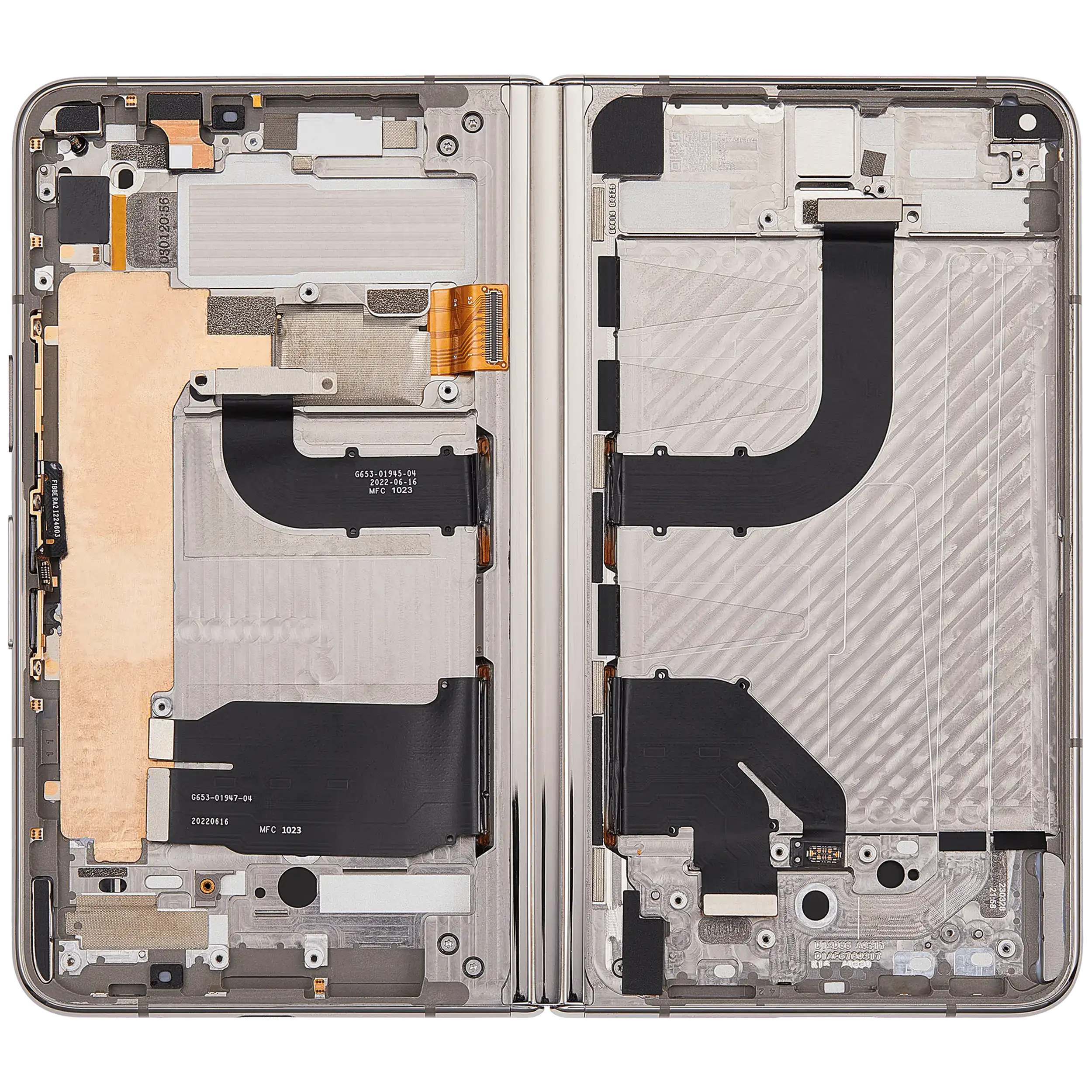 Built-In OLED Display (Main Display) Baugruppe (mit Mittelrahmen) für Google Pixel Fold (US und International Versions) (professionell aufgearbeitet) (Porcelain) – Bild 4