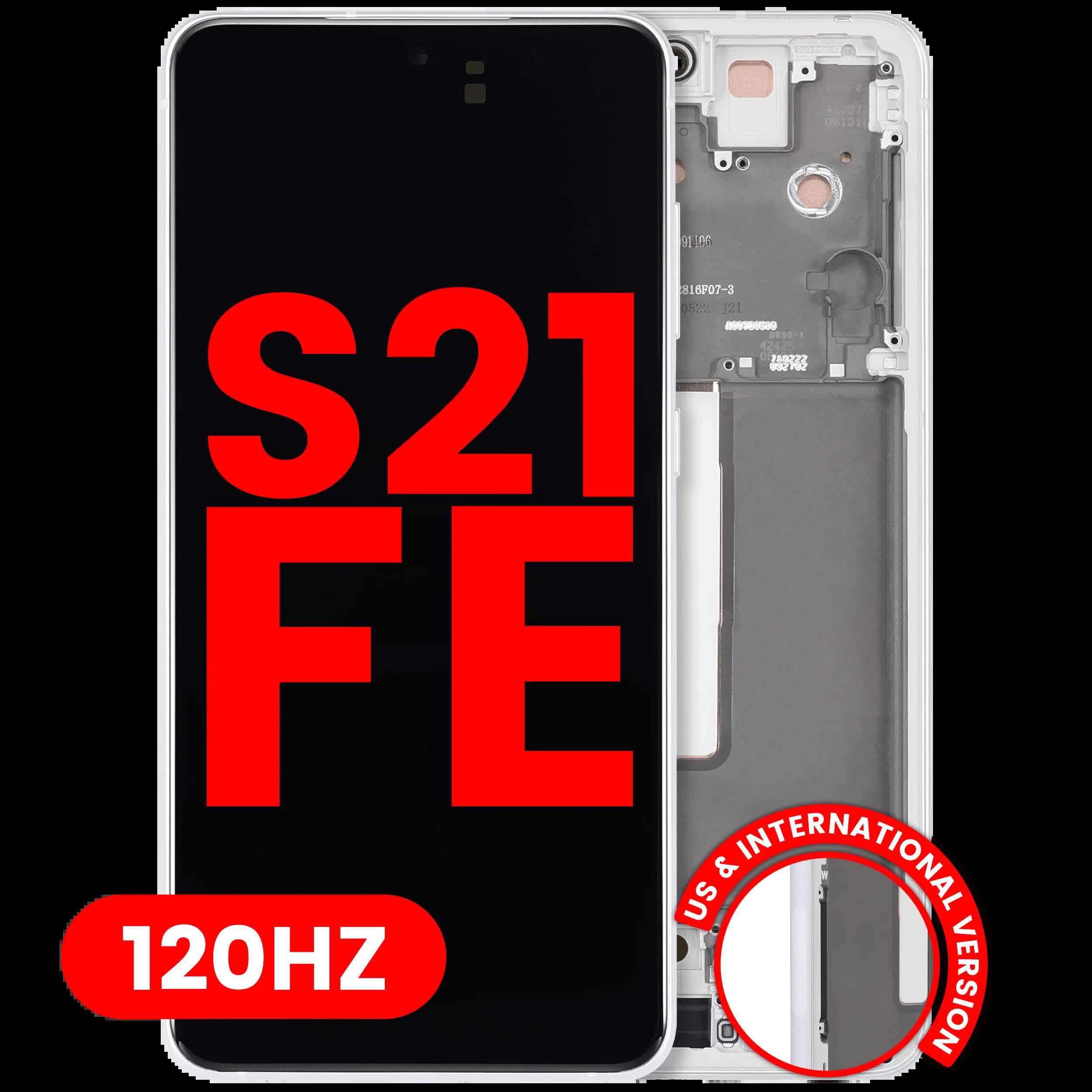 OLED Display mit Rahmen für Samsung Galaxy S21 FE 5G (US & International Version) (Aftermarket Plus) (120Hz) (White (Weiß))