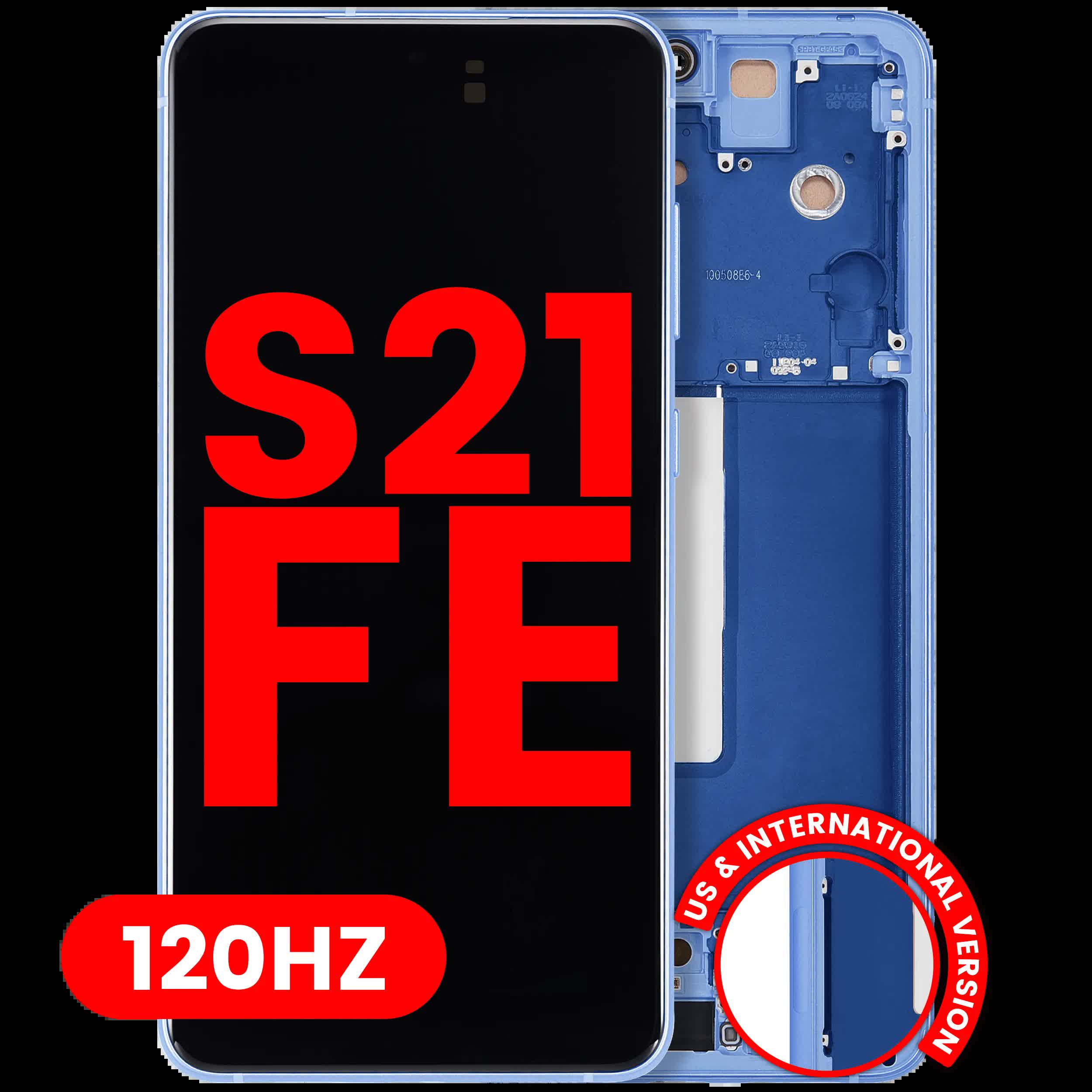 OLED Display mit Rahmen für Samsung Galaxy S21 FE 5G (US & International Version) (Aftermarket Plus) (120Hz) (Blue (Blau))