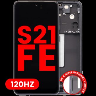 OLED Display mit Rahmen für Samsung Galaxy S21 FE 5G (US & International Version) (Aftermarket Plus) (120Hz) (Graphite)