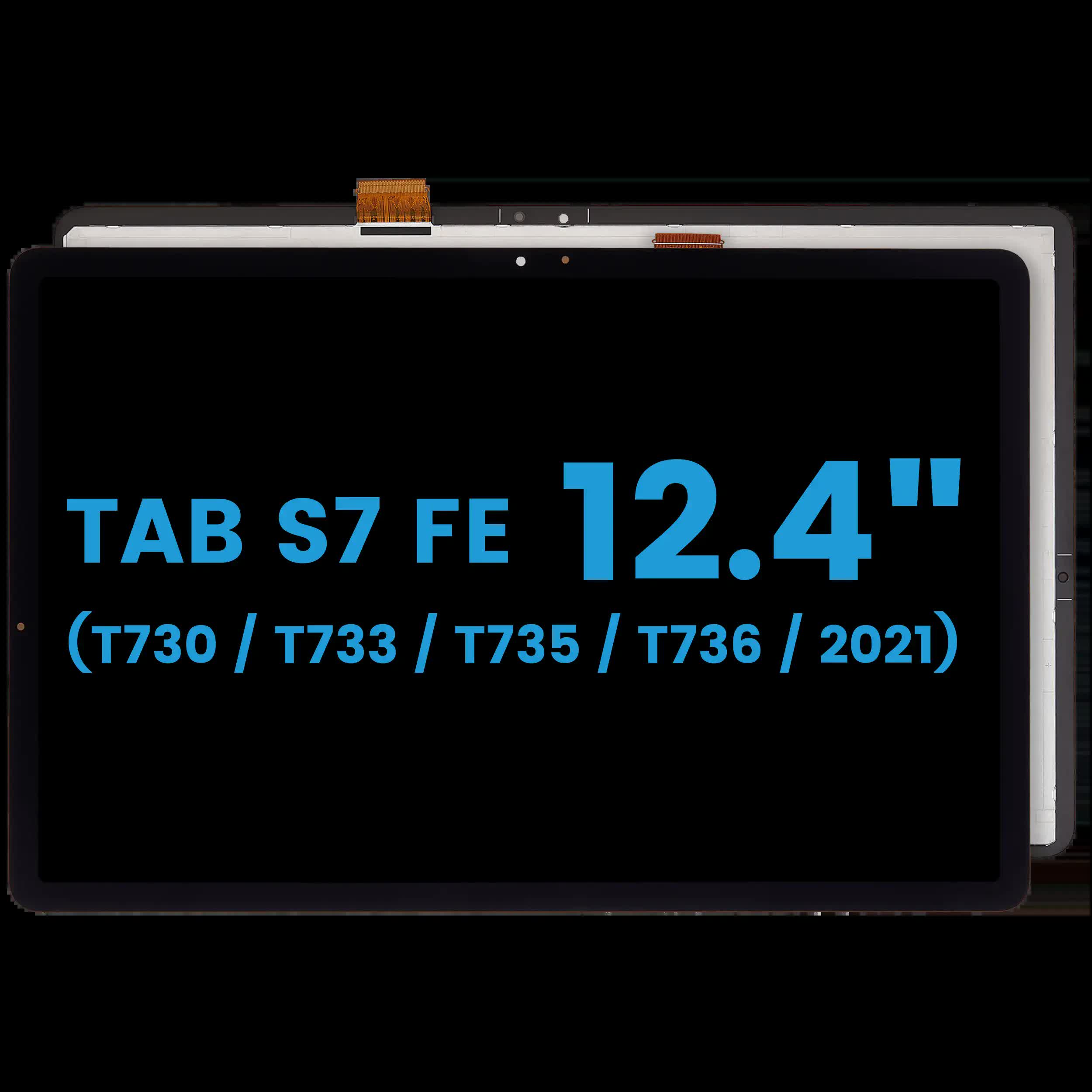 LCD Display ohne Rahmen für Samsung Galaxy Tab S7 FE 12.4"(T730 / T733 / T735 / T736) (2021) (Aftermarket) (Black (Schwarz))