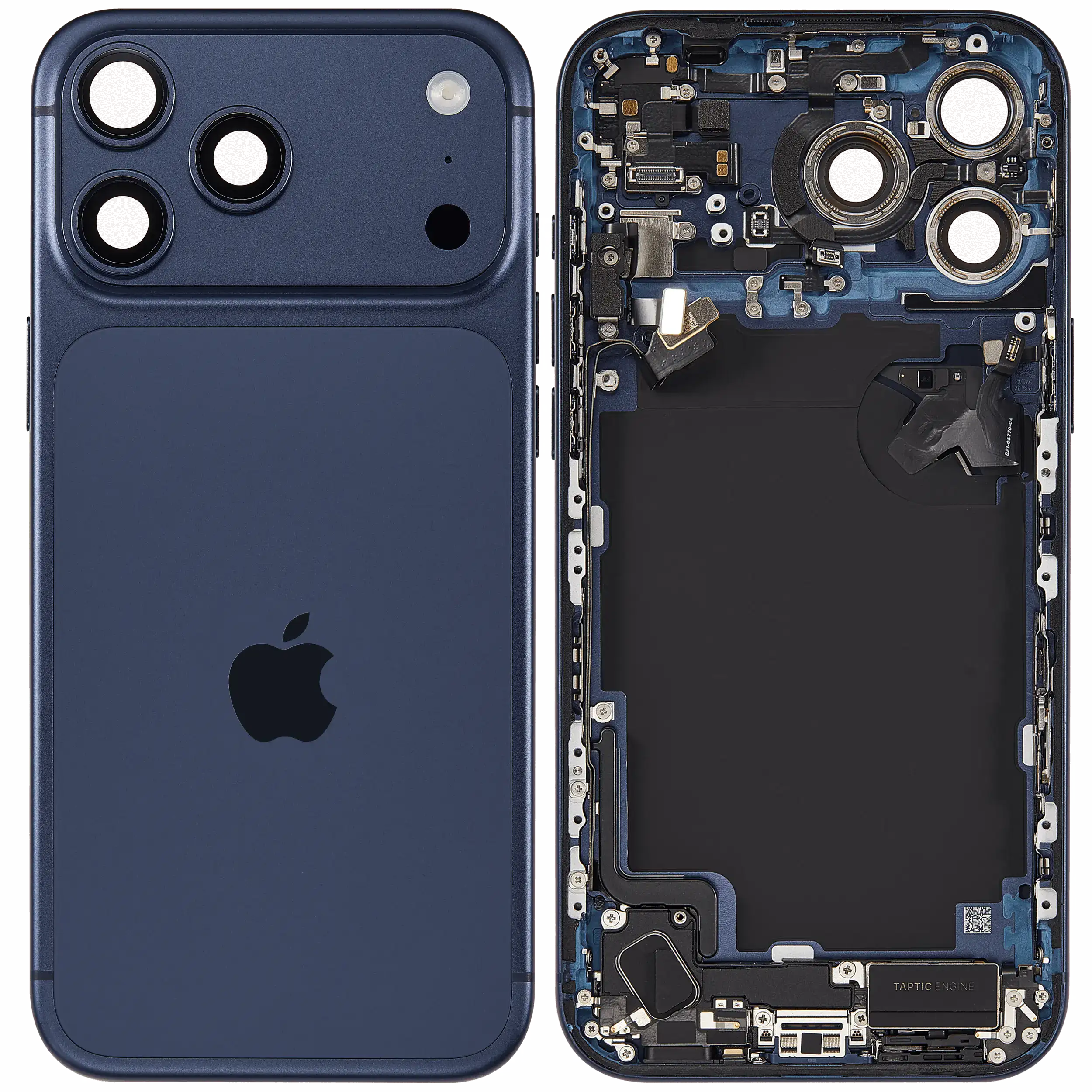Rückgehäuse mit Ladebuchsen-Flex und Kleinteilen für iPhone 17 Pro Max (US-Version) (ausgebautes Originalteil: Grade B) (Deep Blue) – Bild 2