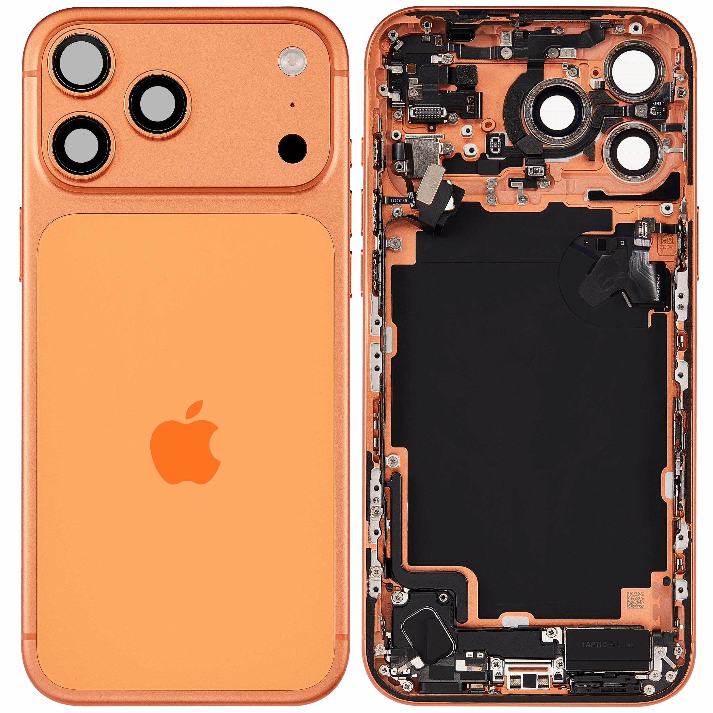 Rückgehäuse mit Ladebuchsen-Flex und Kleinteilen für iPhone 17 Pro Max (US-Version) (ausgebautes Originalteil: Grade C) (Cosmic Orange) – Bild 2