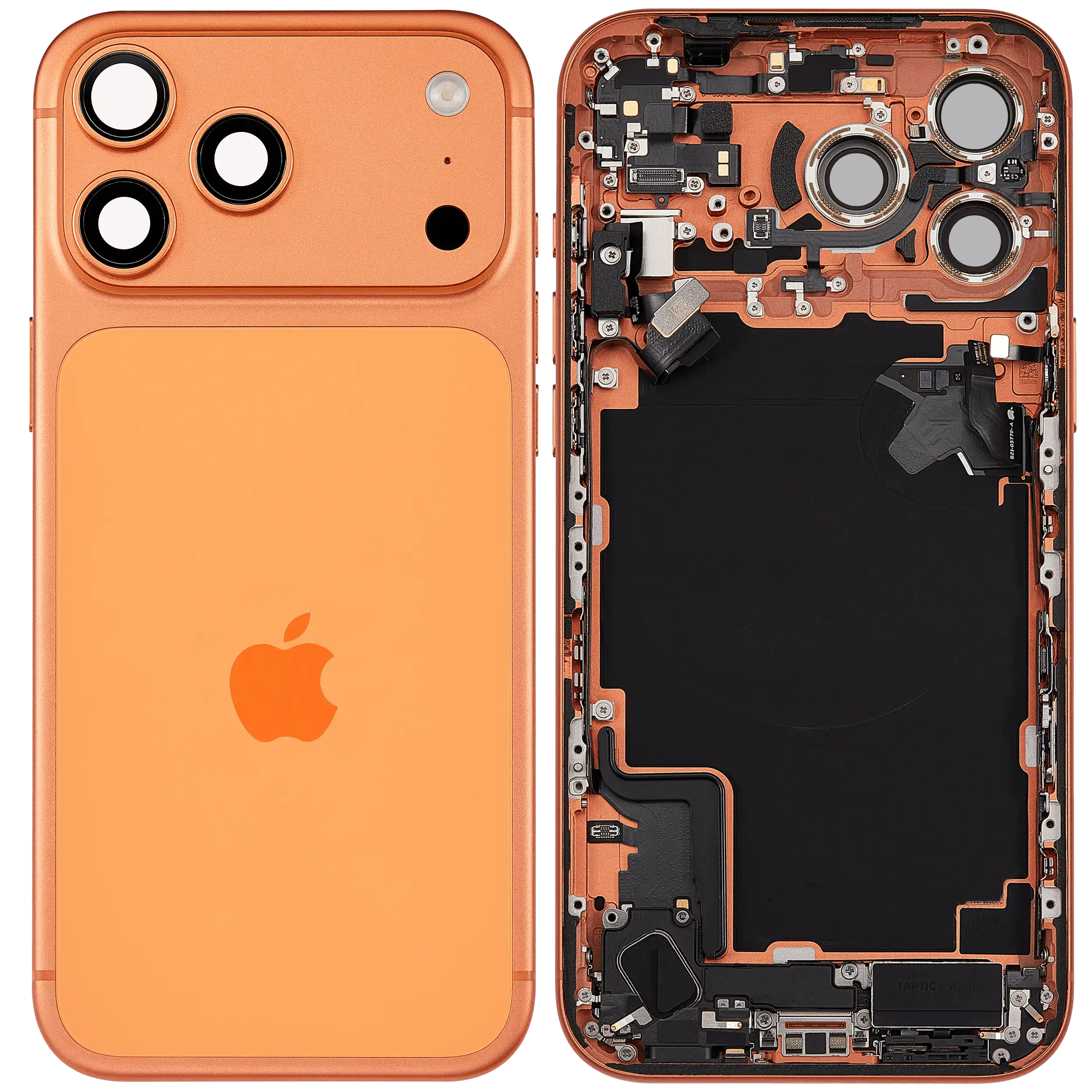 Rückgehäuse mit Ladebuchsen-Flex und Kleinteilen für iPhone 17 Pro Max (EU / globale Version) (ausgebautes Originalteil: Grade B) (Cosmic Orange) – Bild 2