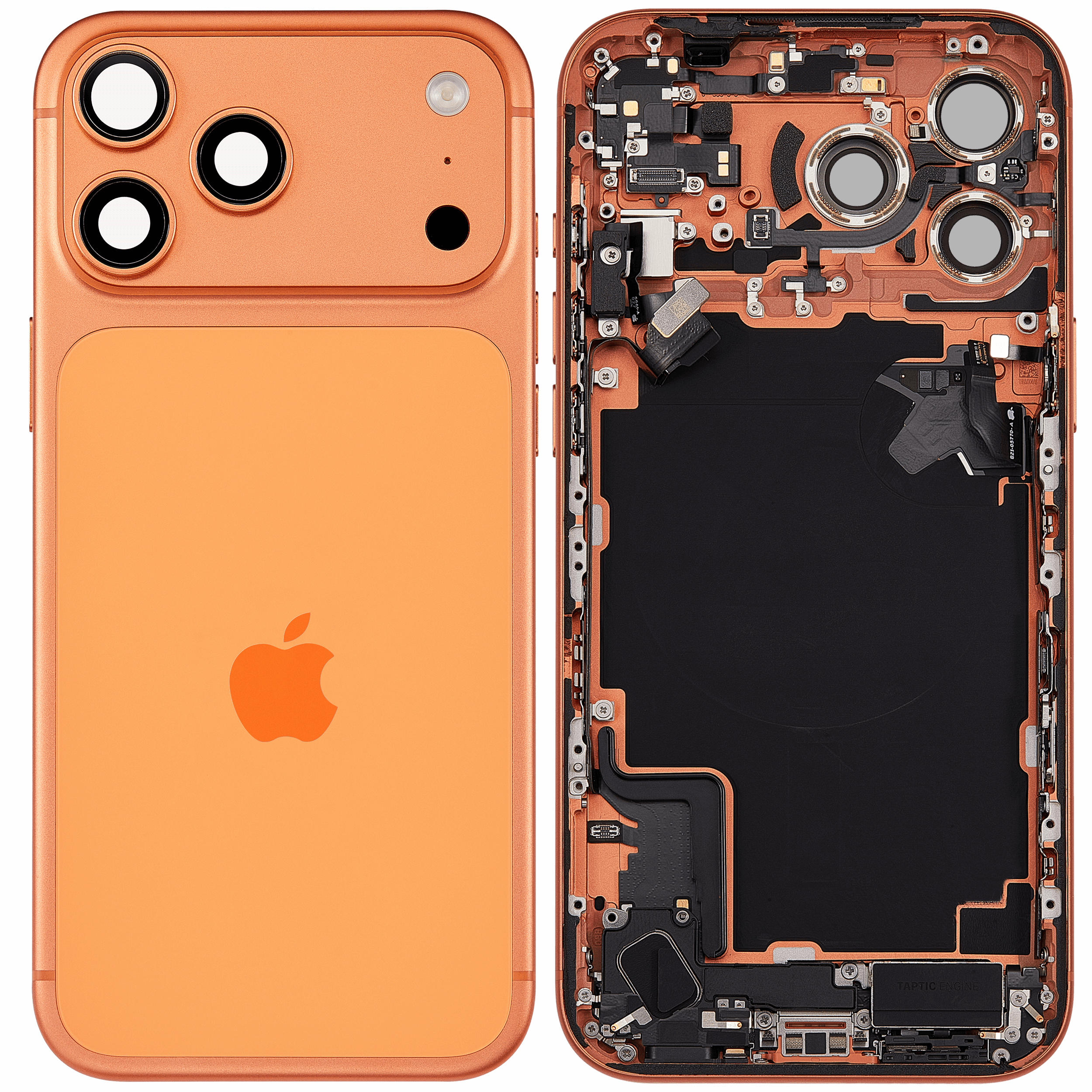 Rückgehäuse mit Ladebuchsen-Flex und Kleinteilen für iPhone 17 Pro Max (EU / globale Version) (ausgebautes Originalteil: Grade C) (Cosmic Orange) – Bild 2