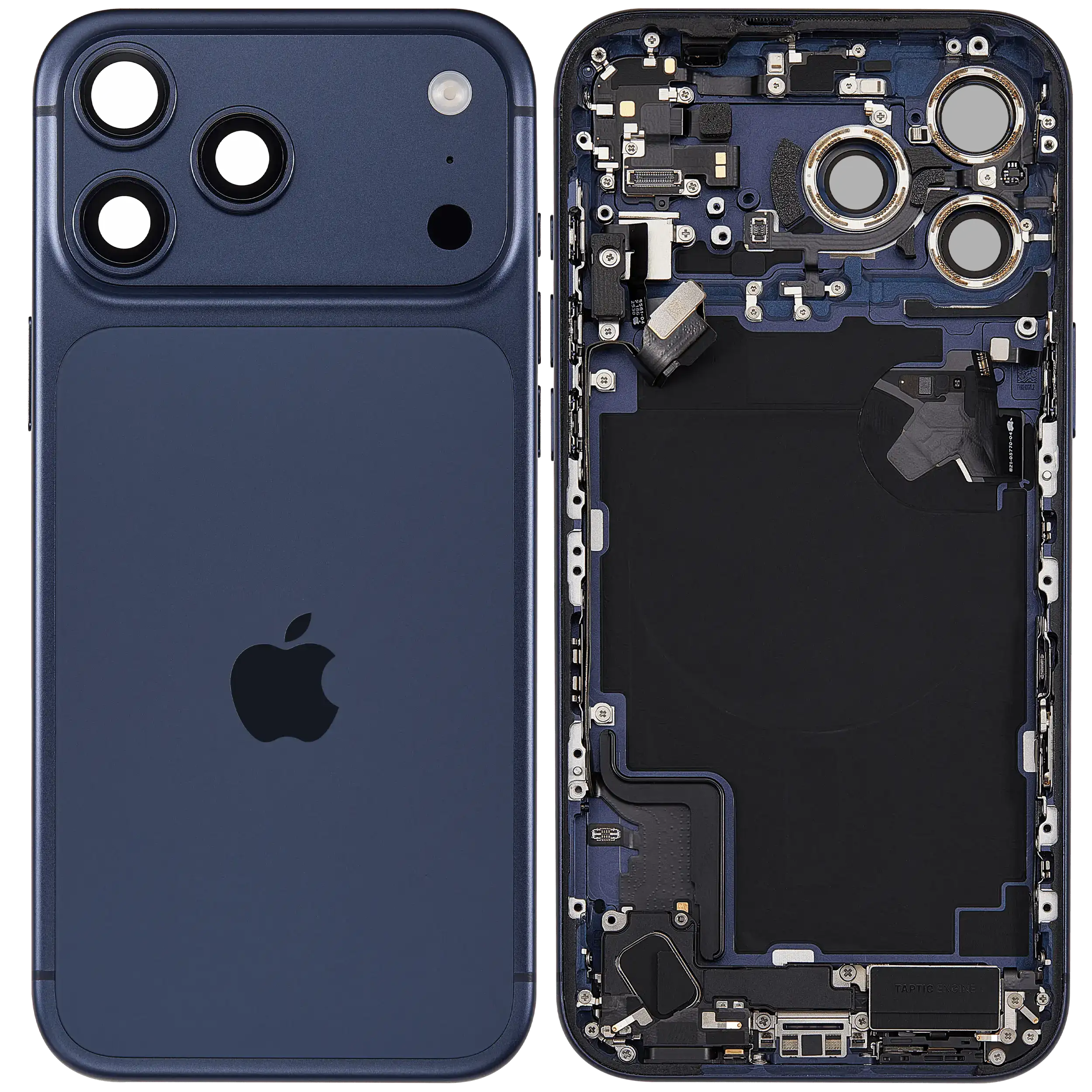 Rückgehäuse mit Ladebuchsen-Flex und Kleinteilen für iPhone 17 Pro Max (EU / globale Version) (ausgebautes Originalteil: Grade C) (Deep Blue) – Bild 2