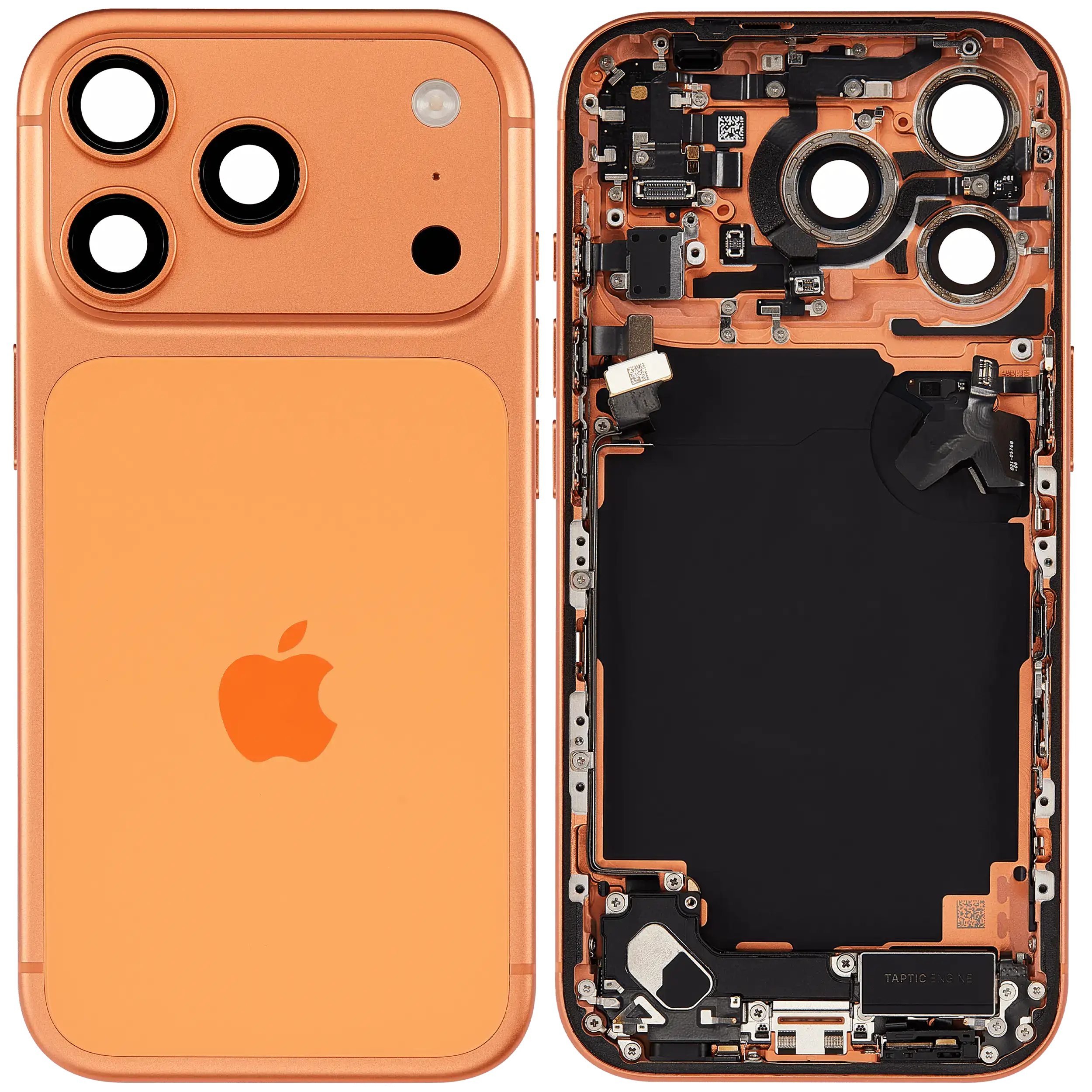 Rückgehäuse mit Ladebuchsen-Flex und Kleinteilen für iPhone 17 Pro (US-Version) (ausgebautes Originalteil: Grade B) (Cosmic Orange) – Bild 2