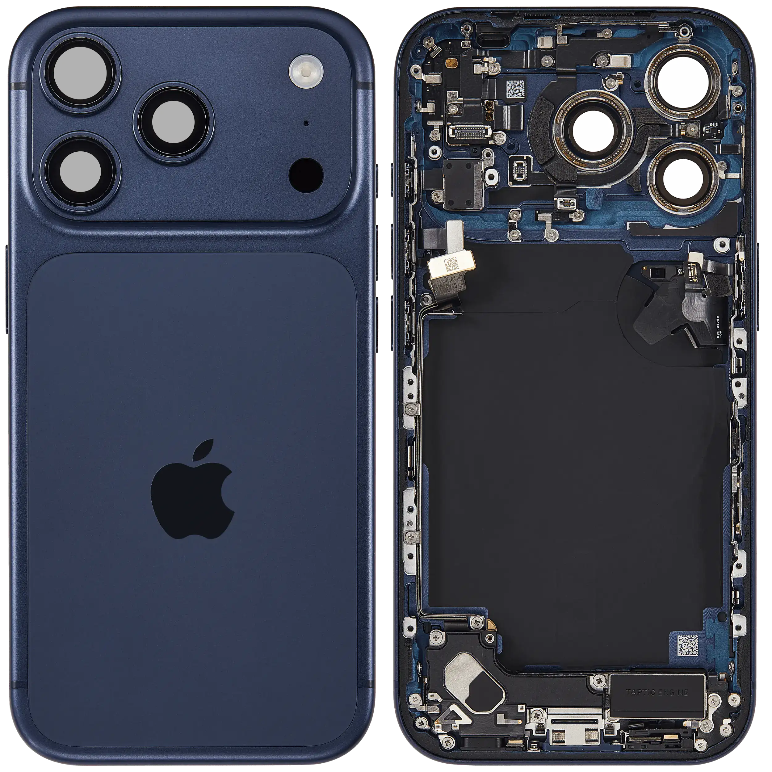 Rückgehäuse mit Ladebuchsen-Flex und Kleinteilen für iPhone 17 Pro (US-Version) (ausgebautes Originalteil: Grade B) (Deep Blue) – Bild 2