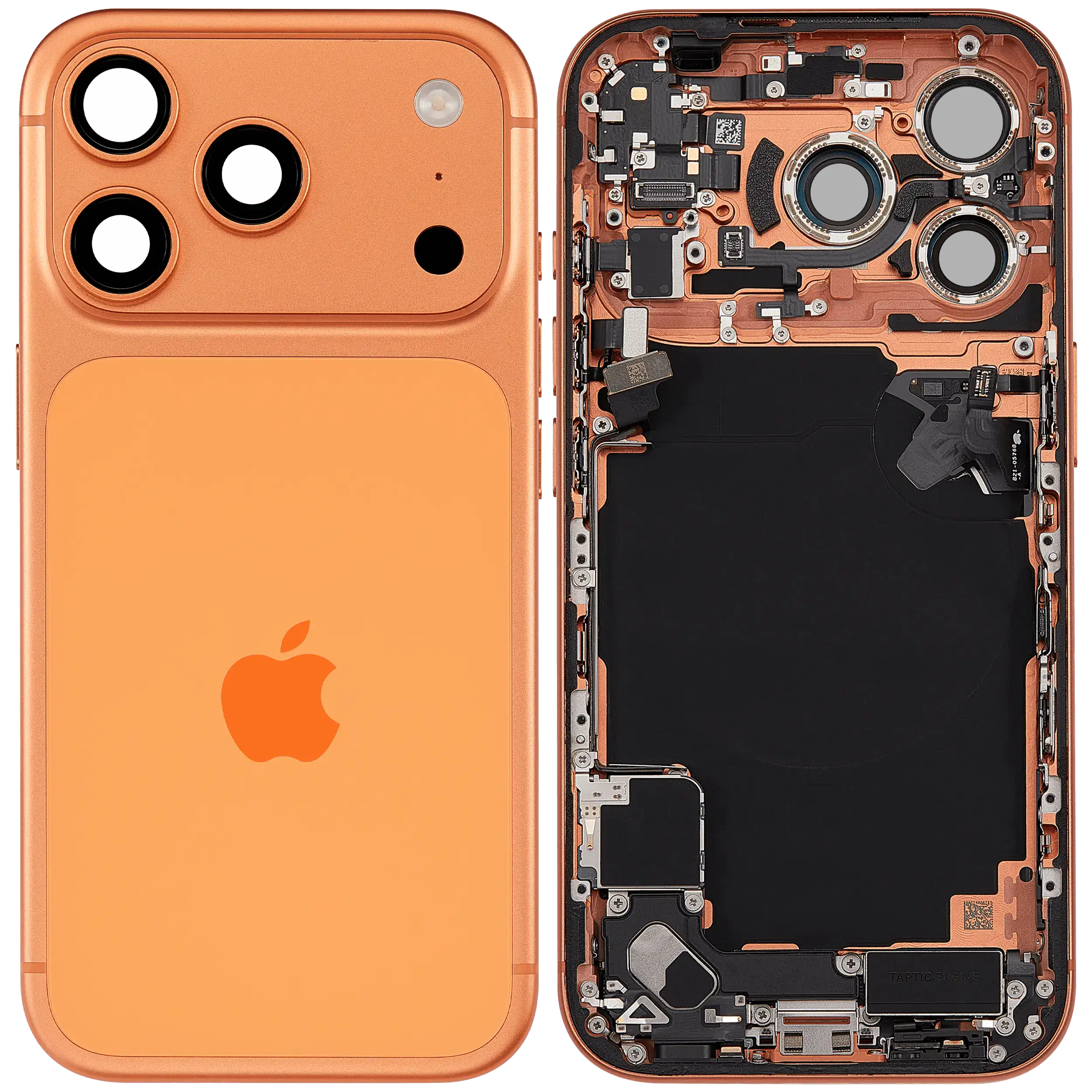 Rückgehäuse mit Ladebuchsen-Flex und Kleinteilen für iPhone 17 Pro (EU / globale Version) (ausgebautes Originalteil: Grade B) (Cosmic Orange) – Bild 2