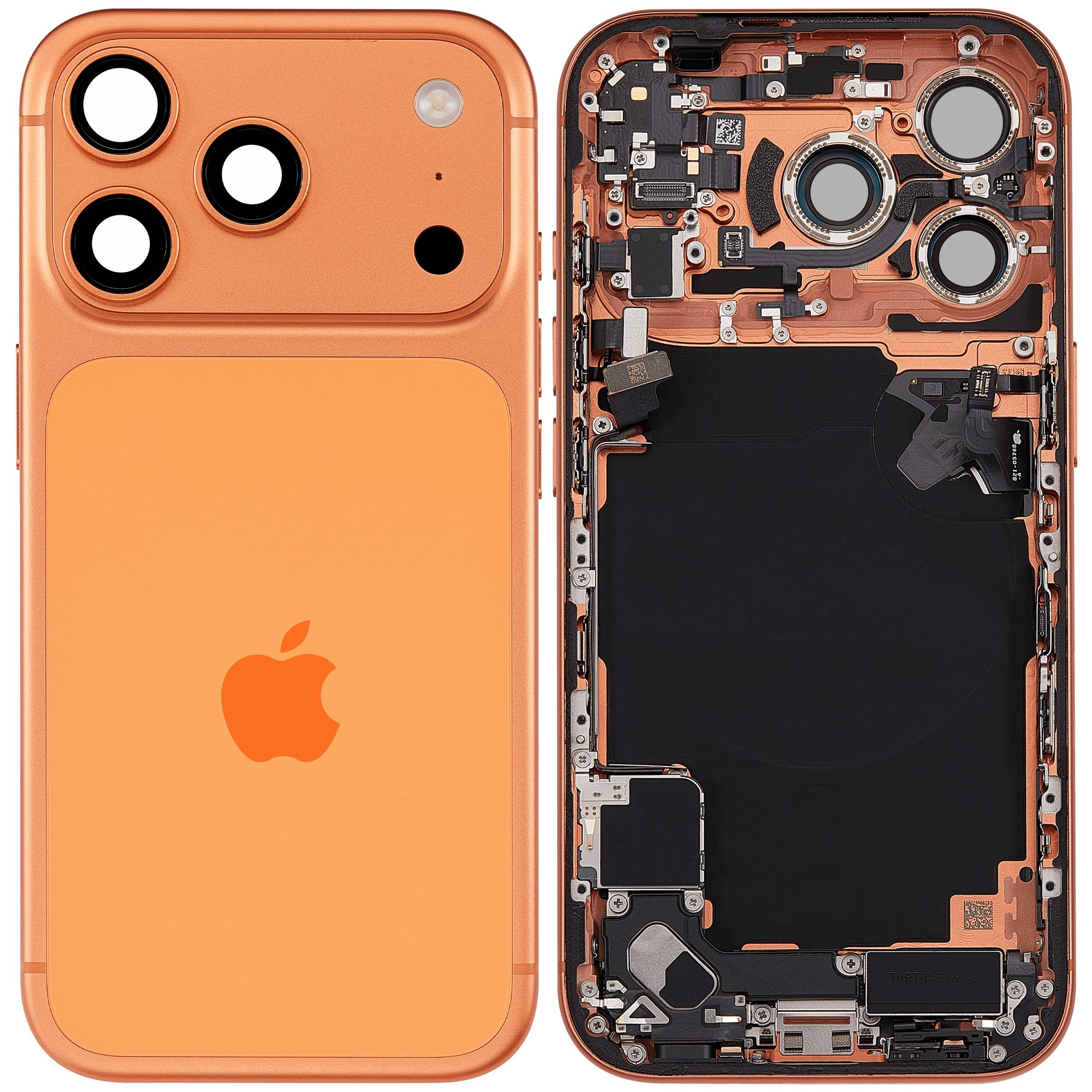 Rückgehäuse mit Ladebuchsen-Flex und Kleinteilen für iPhone 17 Pro (EU / globale Version) (ausgebautes Originalteil: Grade C) (Cosmic Orange) – Bild 2